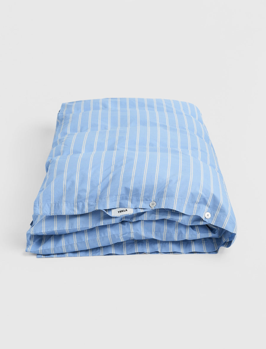 Percale Double Duvet Cover Island Blue Stripes - Image 1