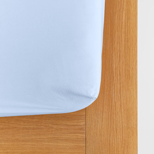Tekla Percale Fitted Sheet Island Blue – Neighbour