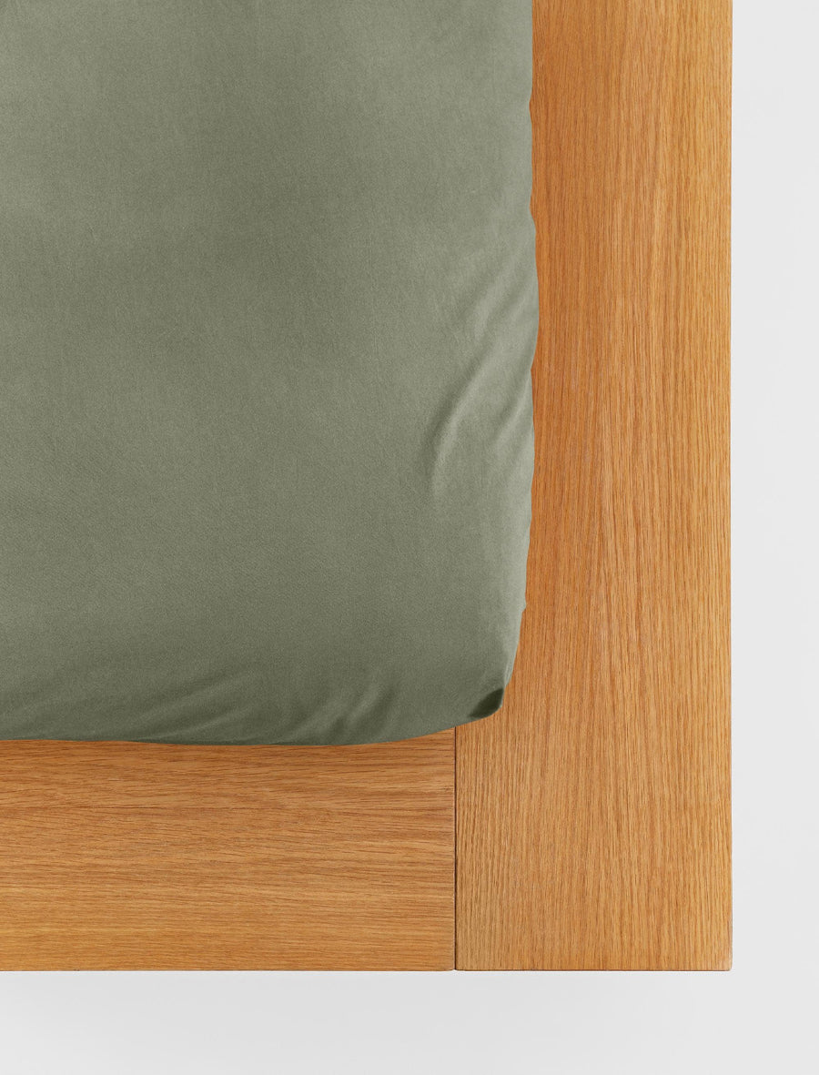 Percale Fitted Sheet Olive Green - Image 1