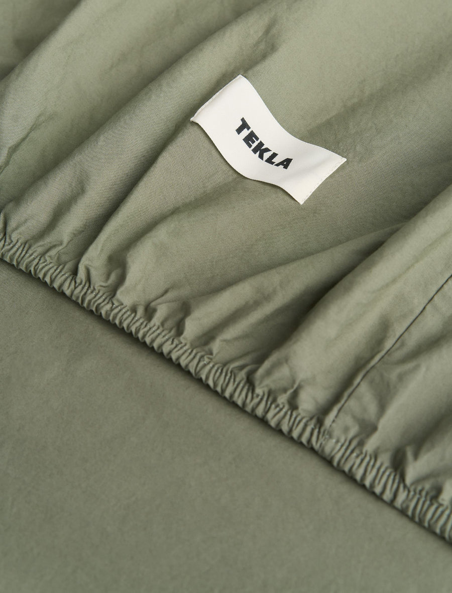 Percale Fitted Sheet Olive Green - Image 3