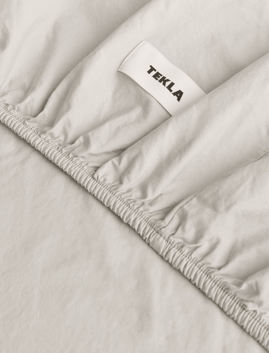 Percale Fitted Sheet Soft Grey - Image 3