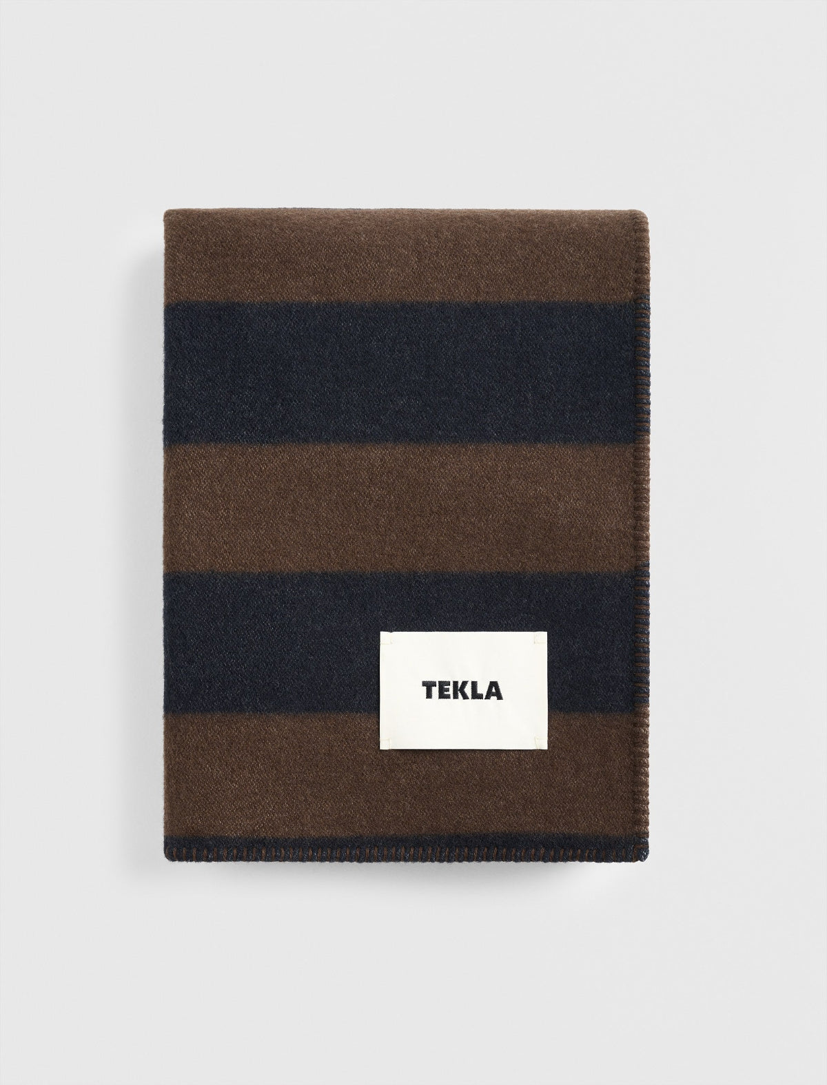 Lambswool Blanket Walnut & Dust Blue Stripes