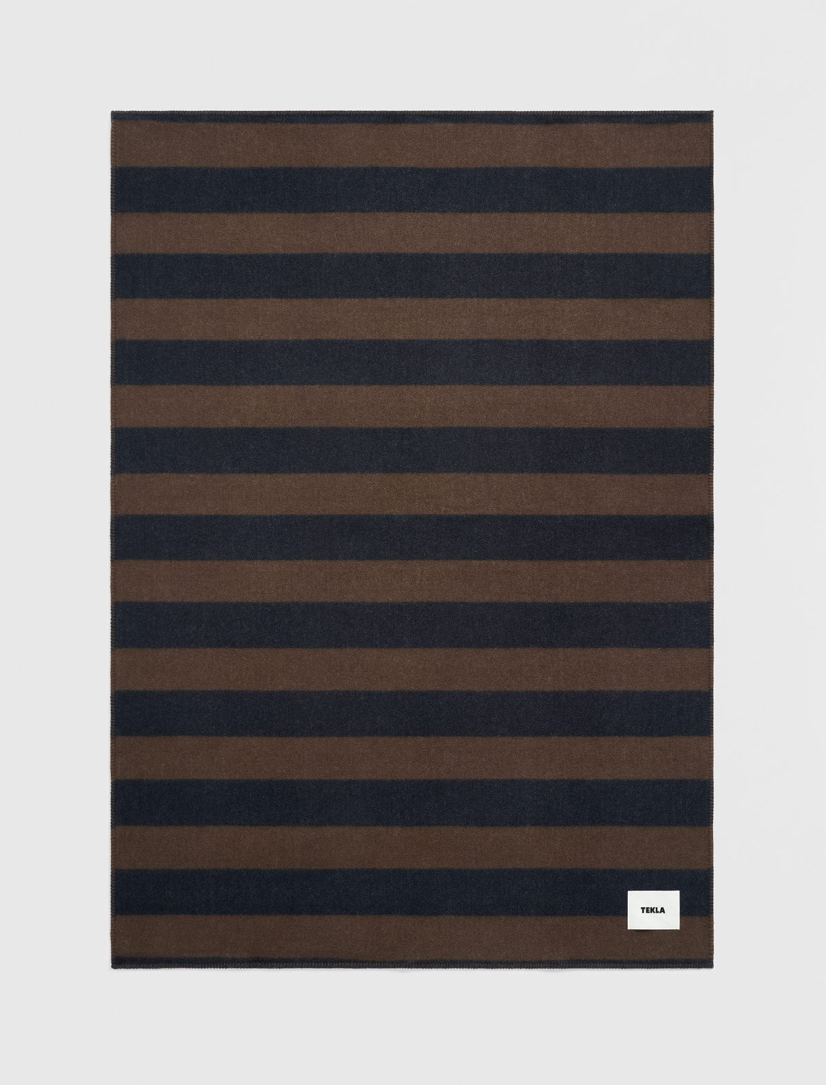 Lambswool Blanket Walnut & Dust Blue Stripes