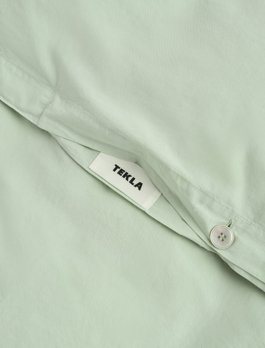 Percale Double Duvet Cover Powder Green - Image 2
