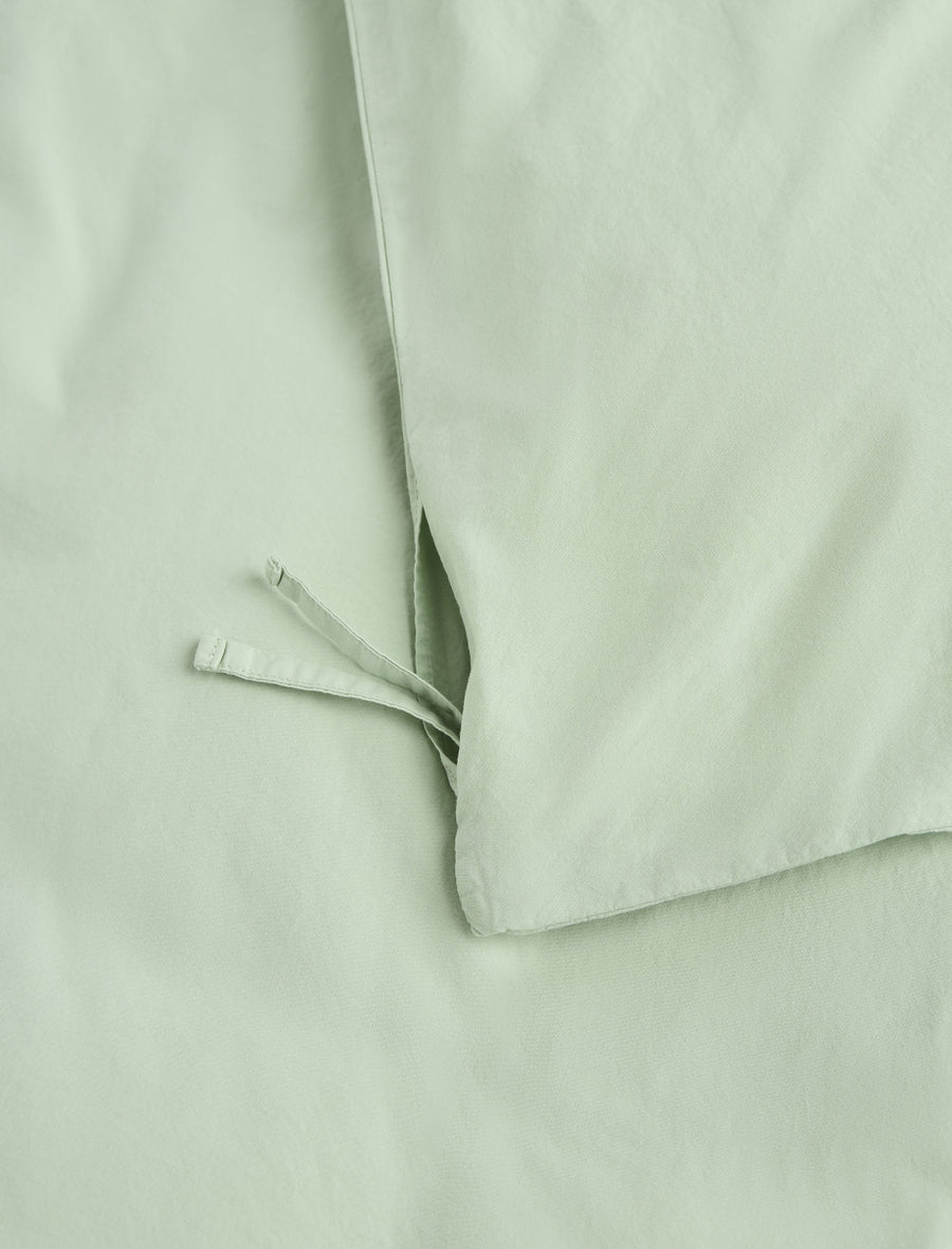 Percale Double Duvet Cover Powder Green - Image 3