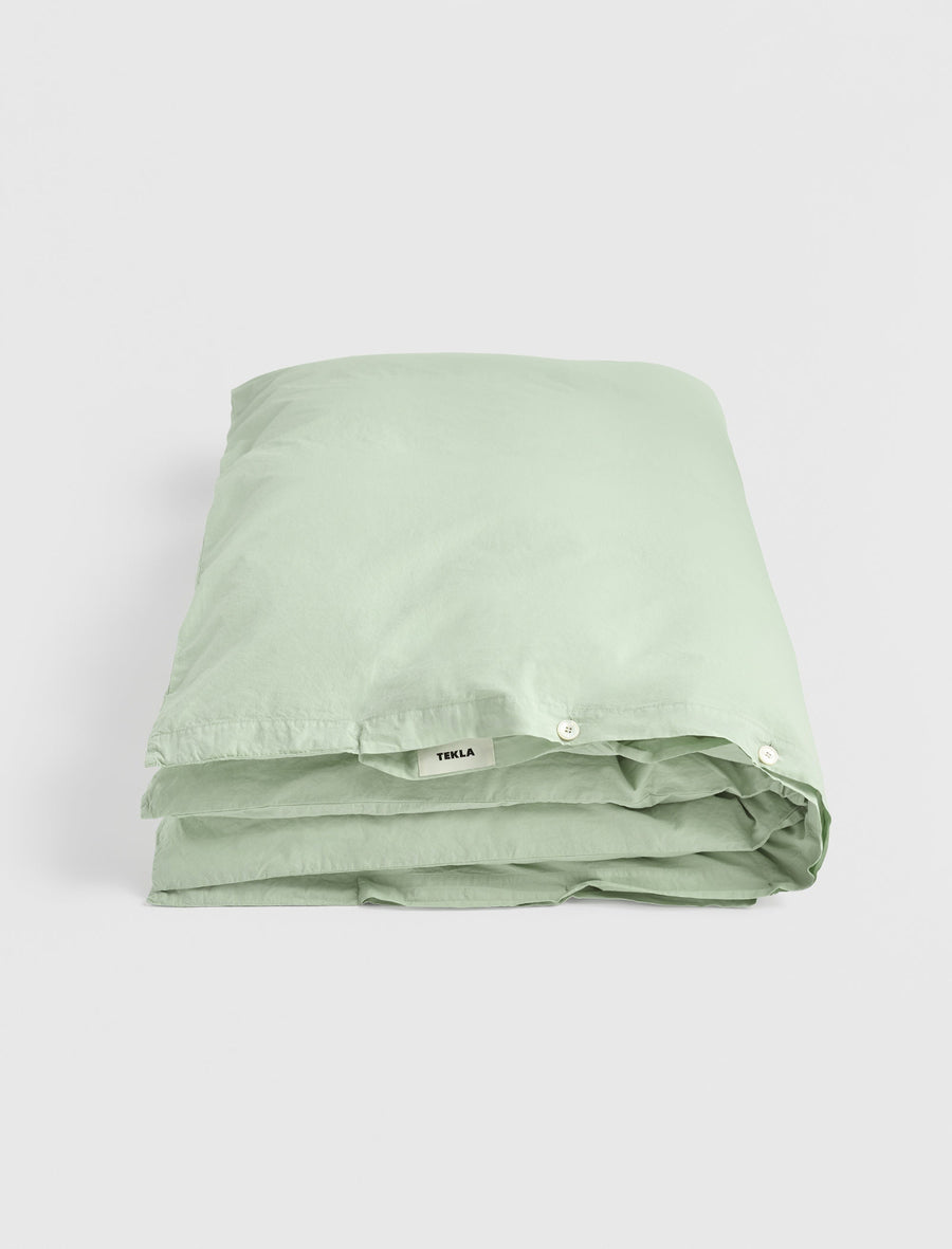 Percale Double Duvet Cover Powder Green - Image 1