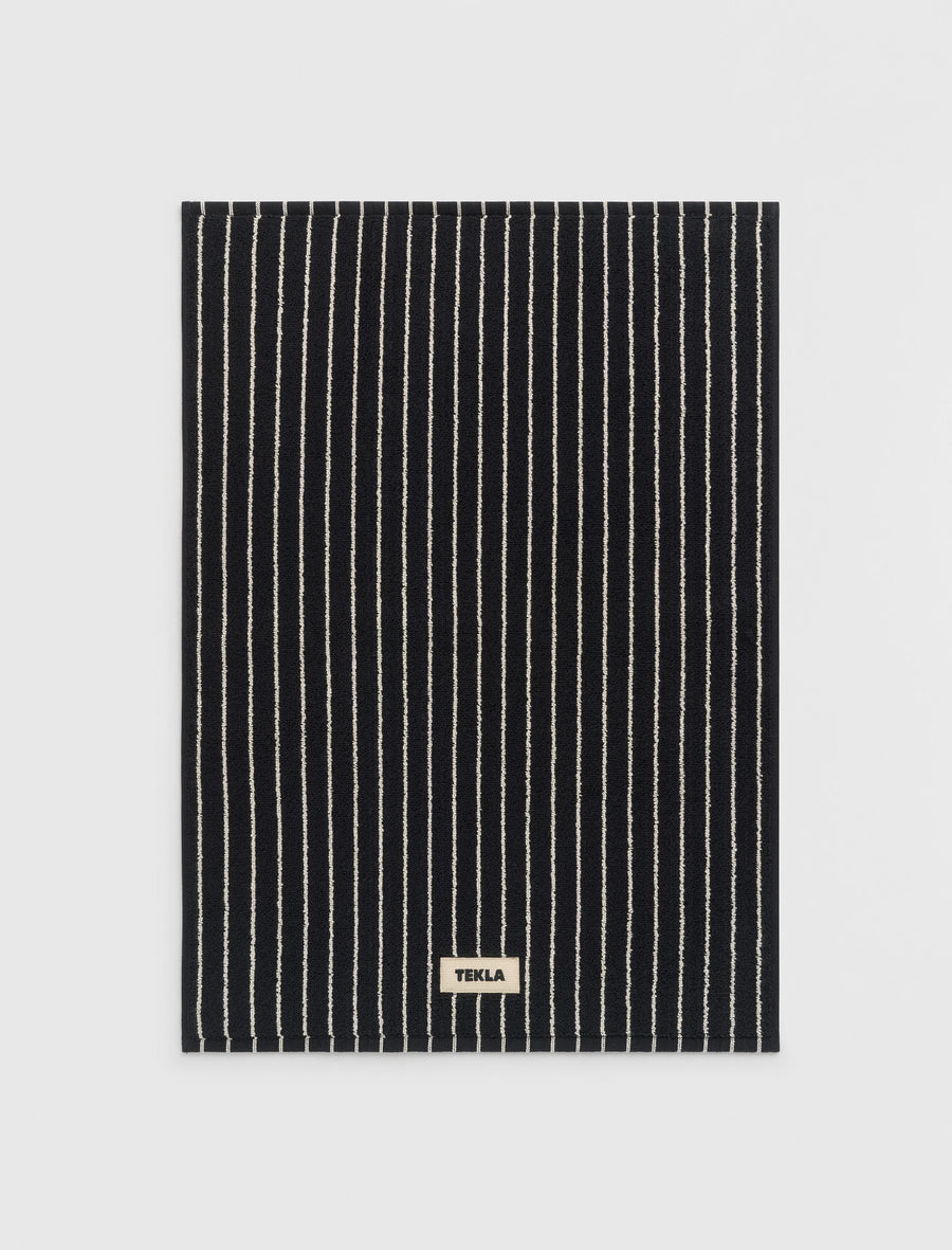 Heavyweight Cotton Bath Mat Black Stripes - Image 1