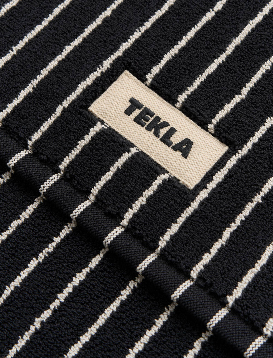 Heavyweight Cotton Bath Mat Black Stripes - Image 2