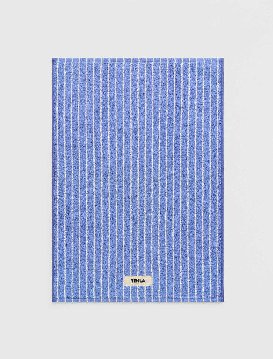 Heavyweight Cotton Bath Mat Clear Blue Stripes - Image 1