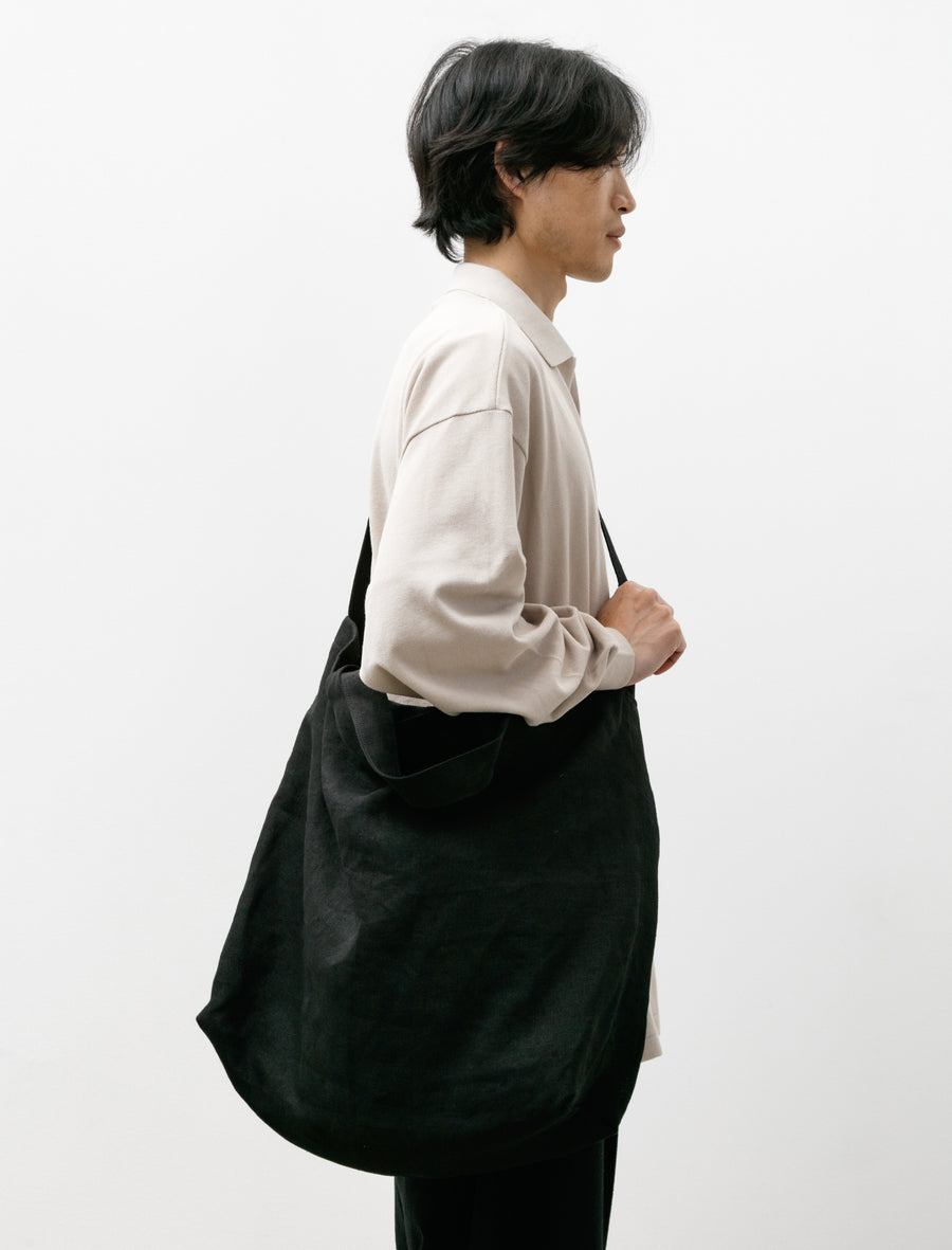 Shoulder Tote Large Hemp Cotton Black - Image 3