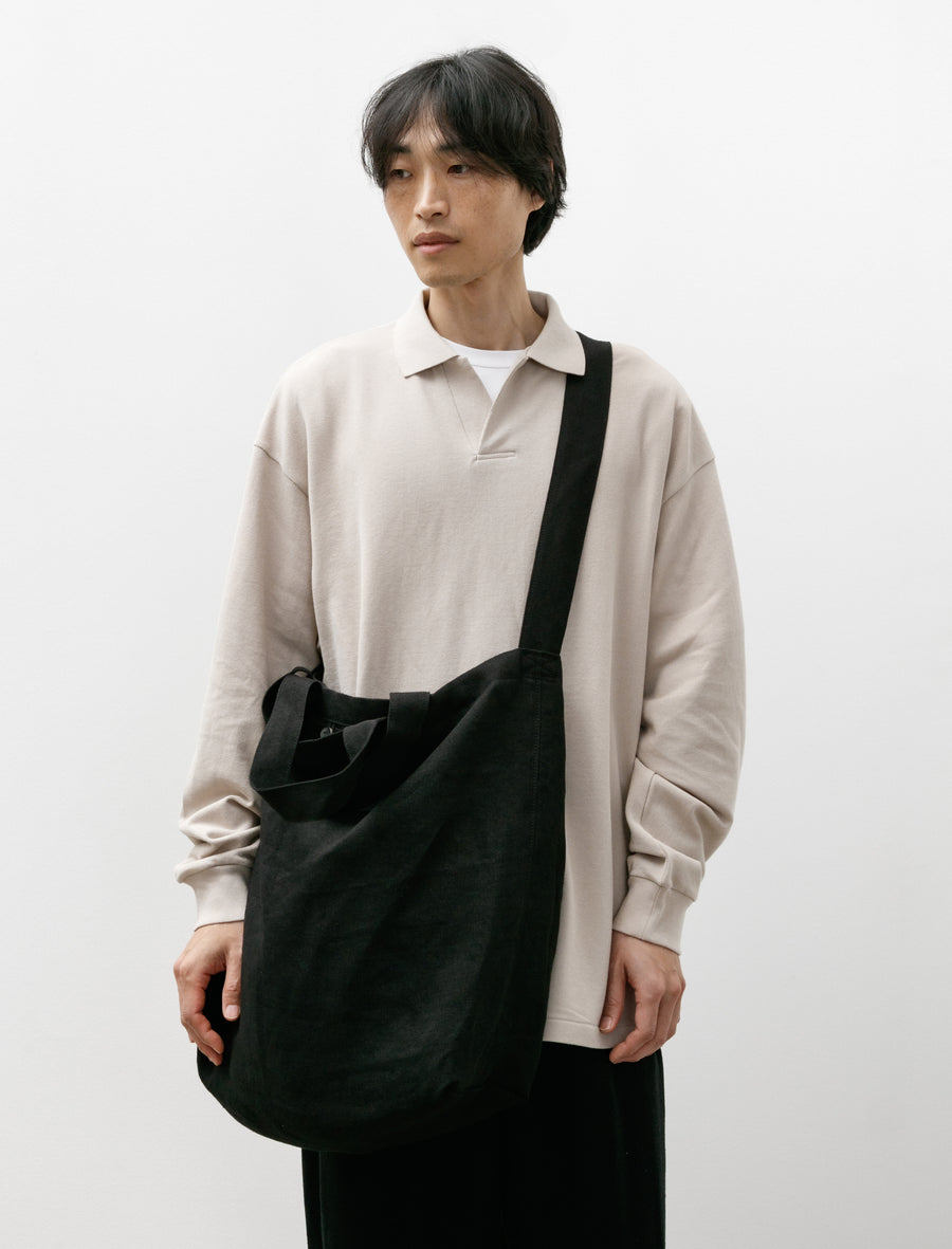 Shoulder Tote Large Hemp Cotton Black - Image 1