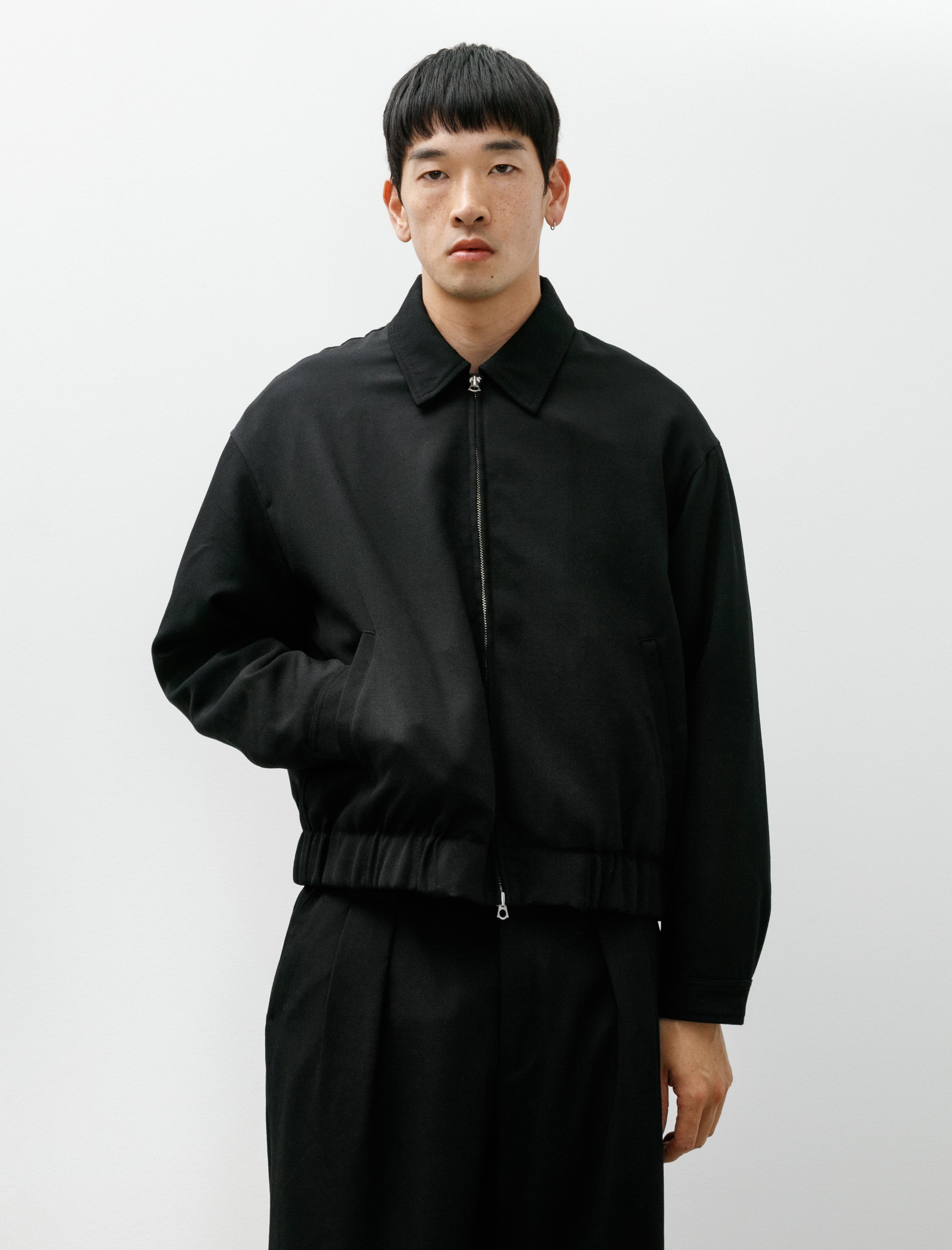 James Coward Machine Jacket Black Wool Garbardine