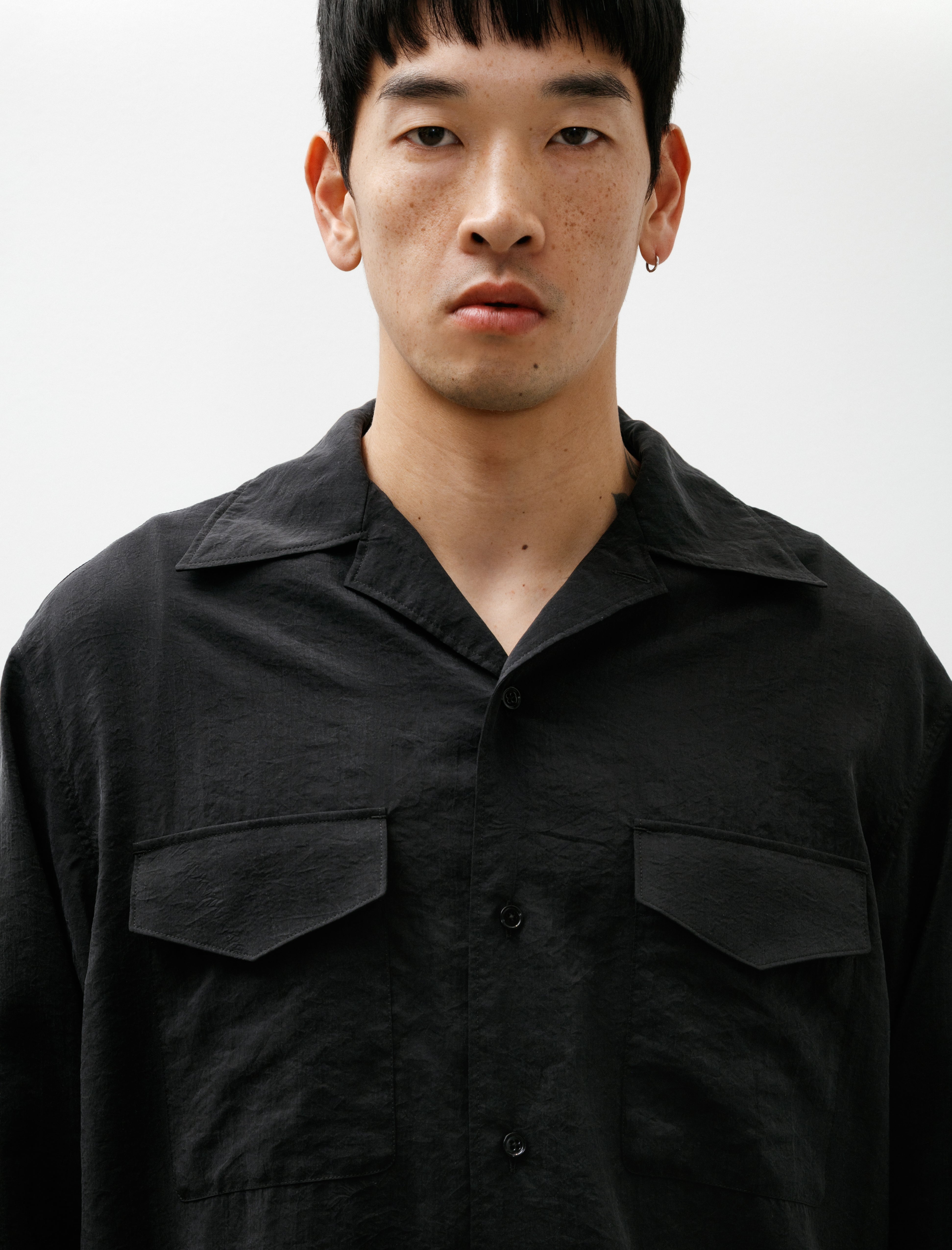 Lemaire Convertible Collar Shirt Black