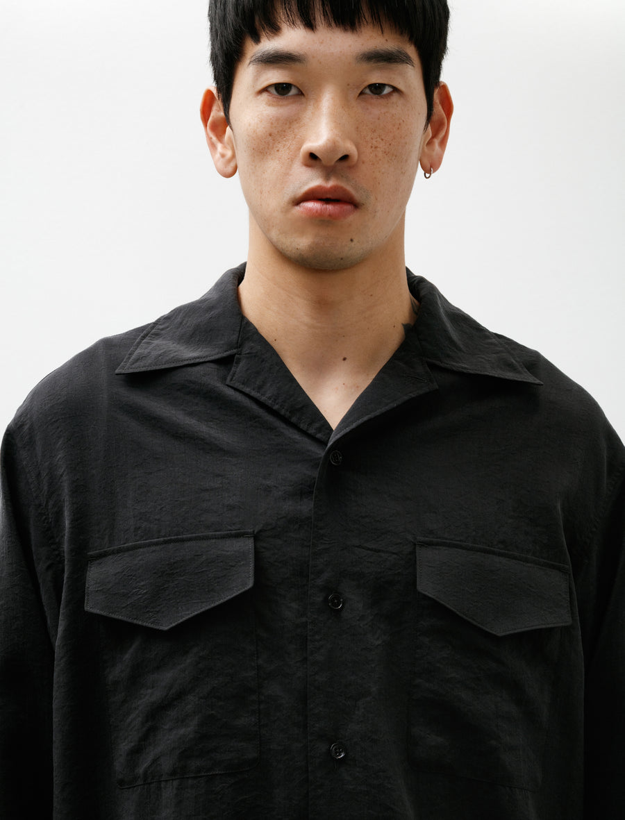 トップス LEMAIRE CONVERTIBLE COLLAR SHIRTT 46 Lemaire Convertible Collar Shirt Black – Neighbour