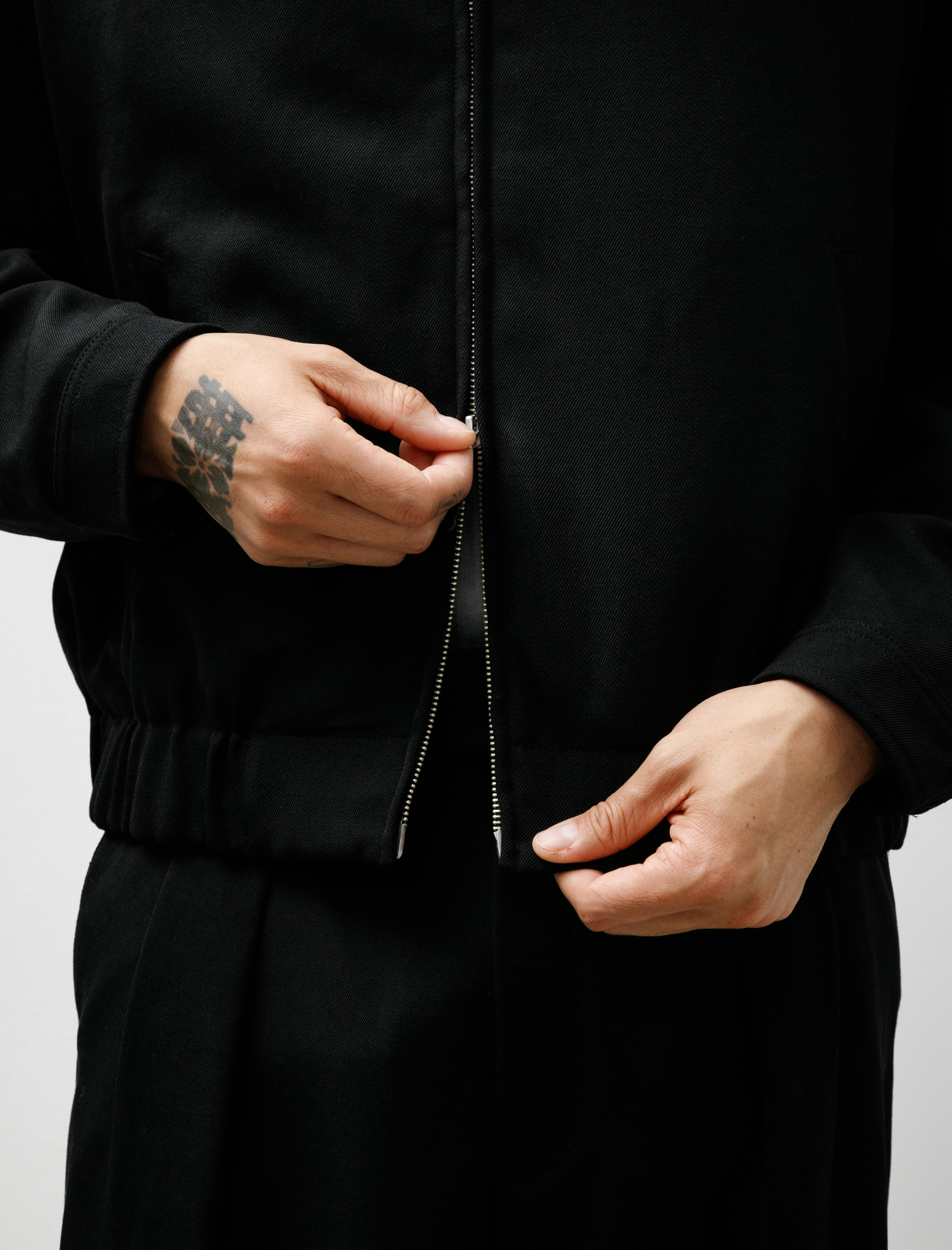 James Coward Machine Jacket Black Wool Garbardine