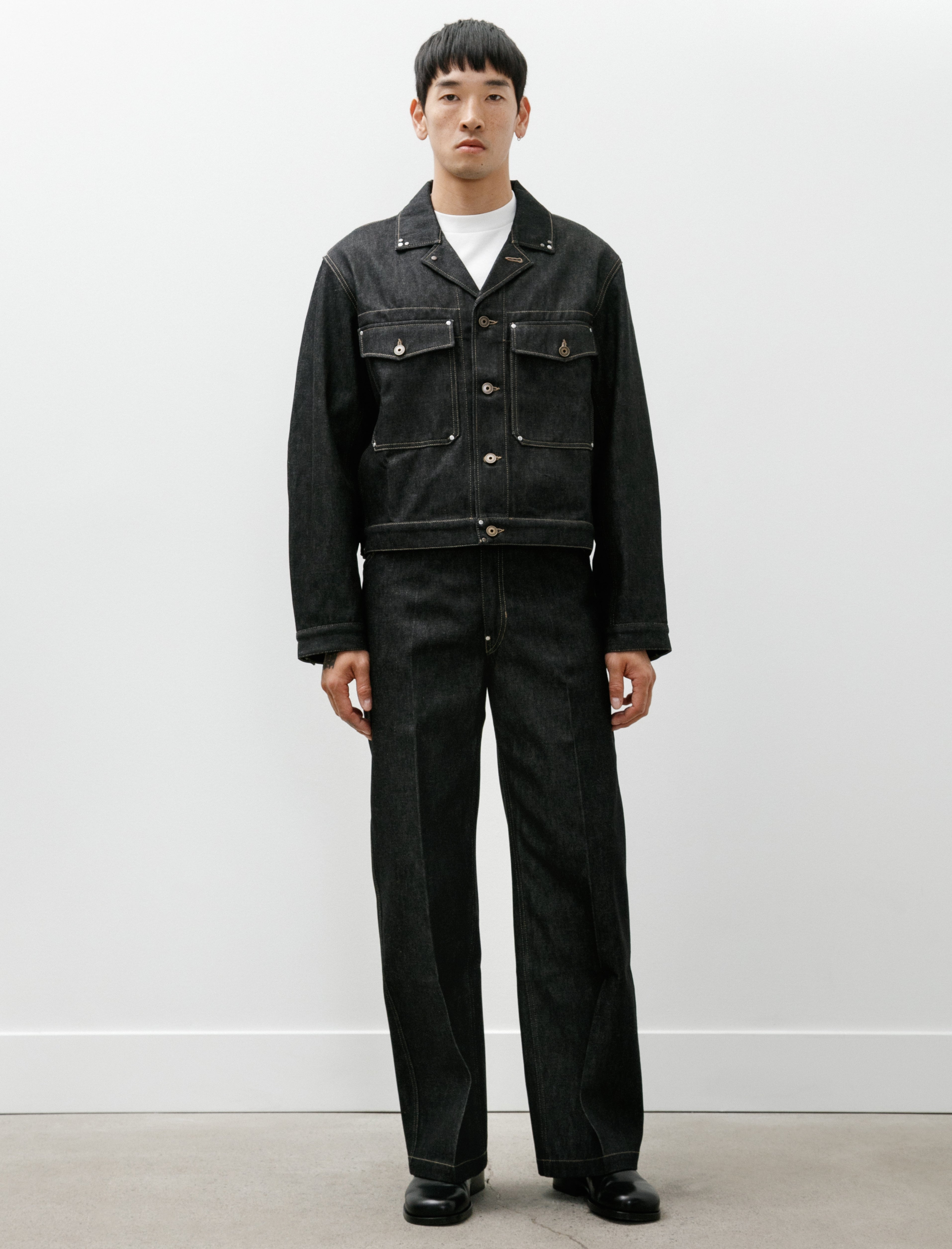 Lemaire Trucker Jacket With Studs Slate