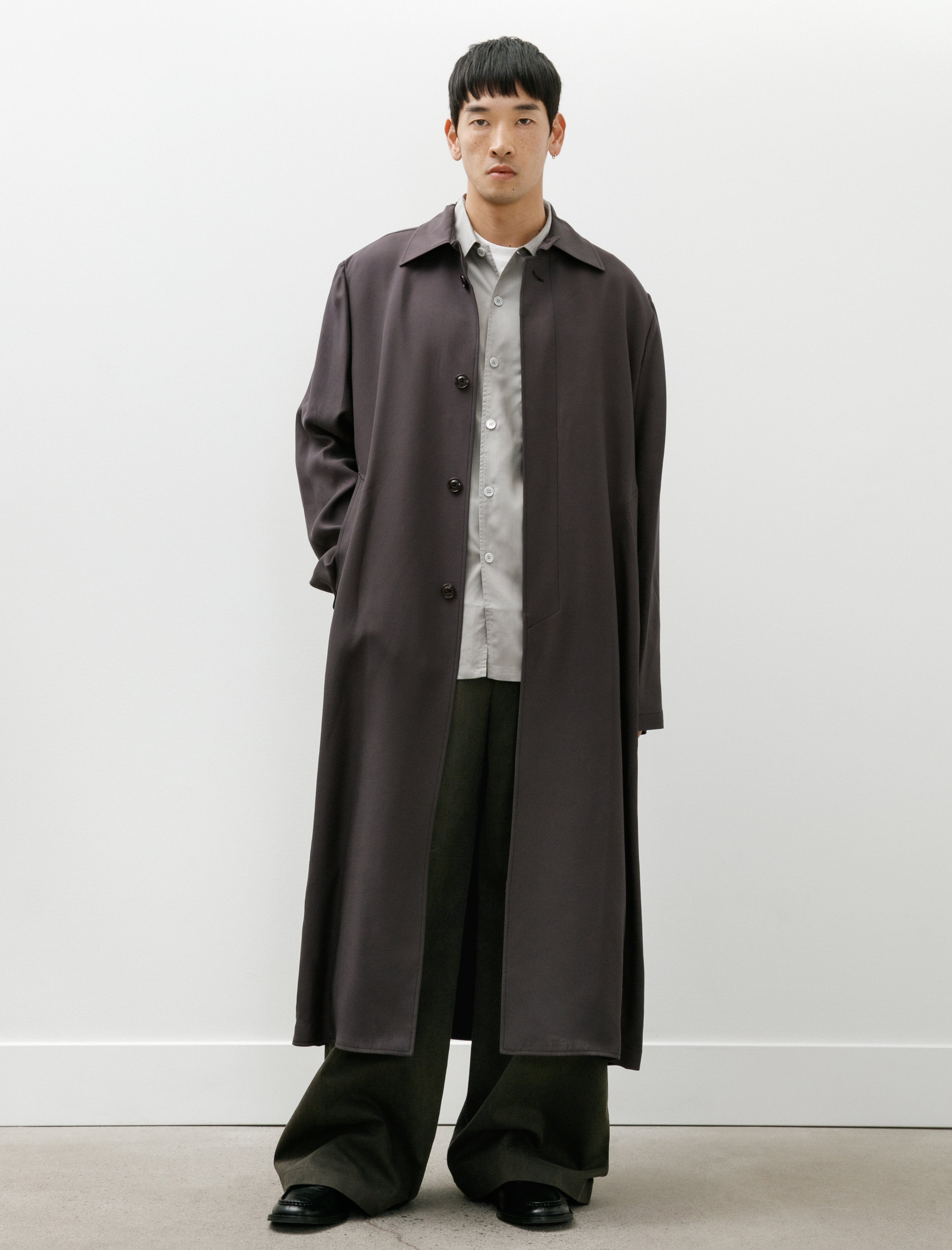 Our Legacy Cloak Car Coat Muted Lead Chalkskin Viscose