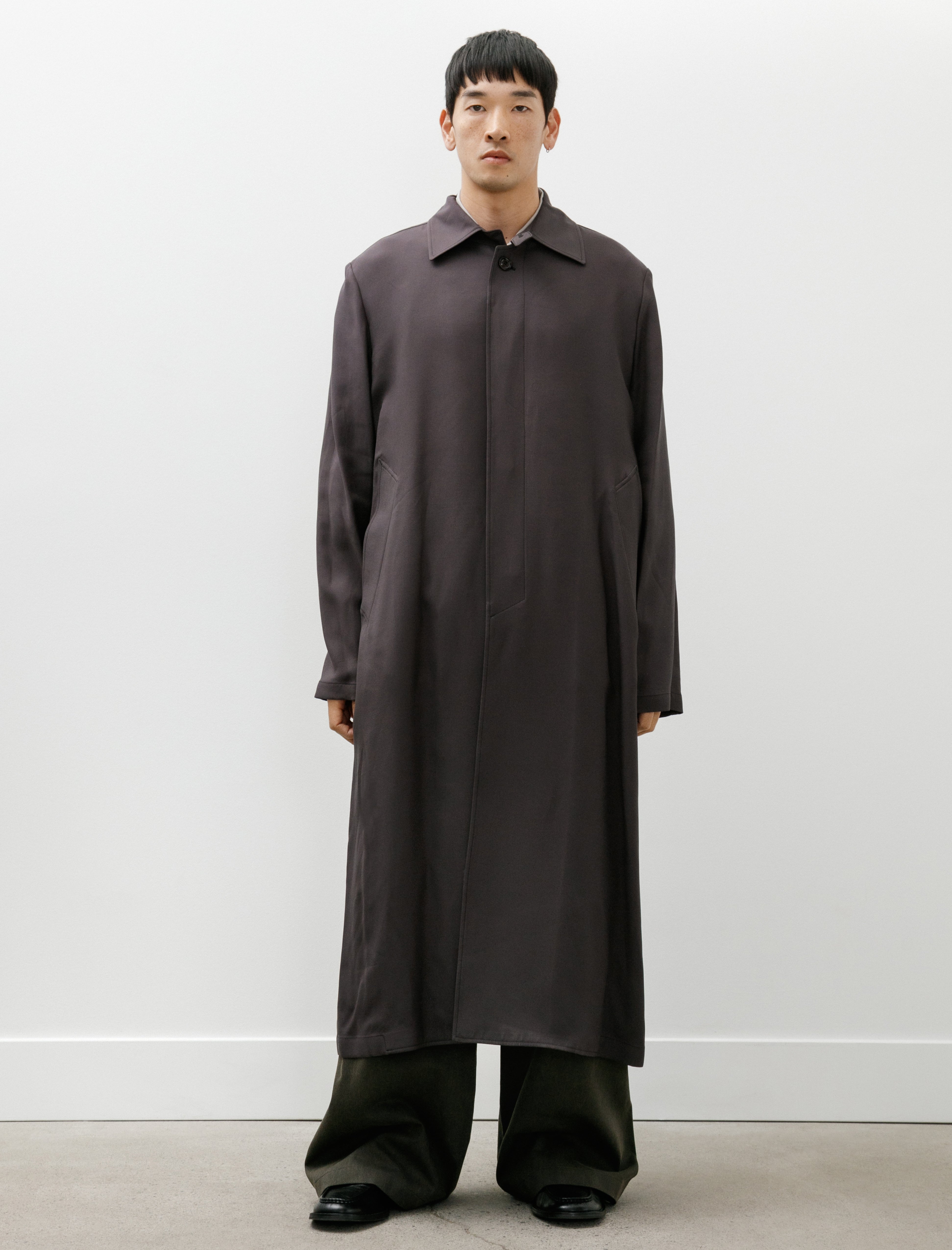 Our Legacy Cloak Car Coat Muted Lead Chalkskin Viscose
