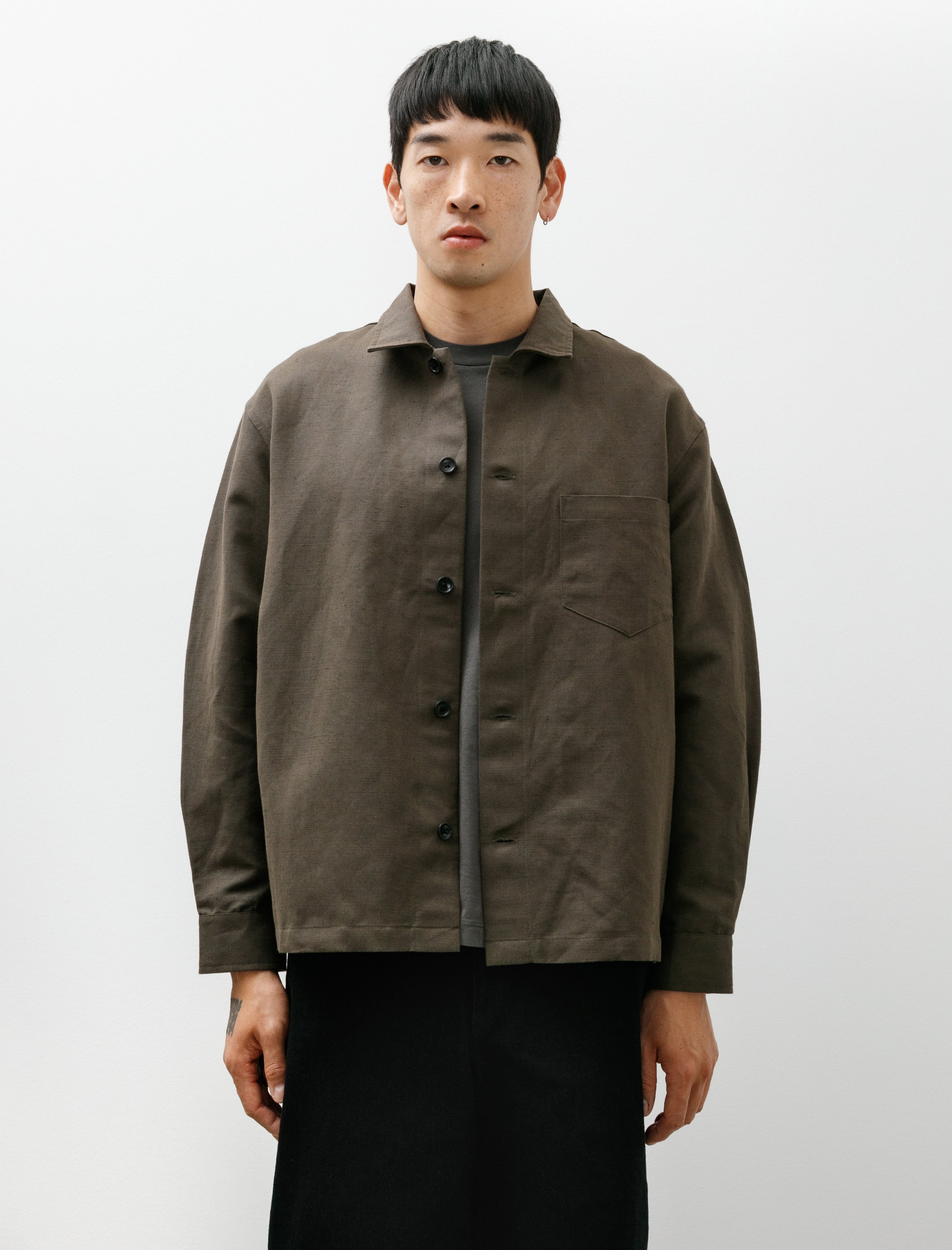 James Coward Travail Shirt Coffee Grounds Belgian Linen