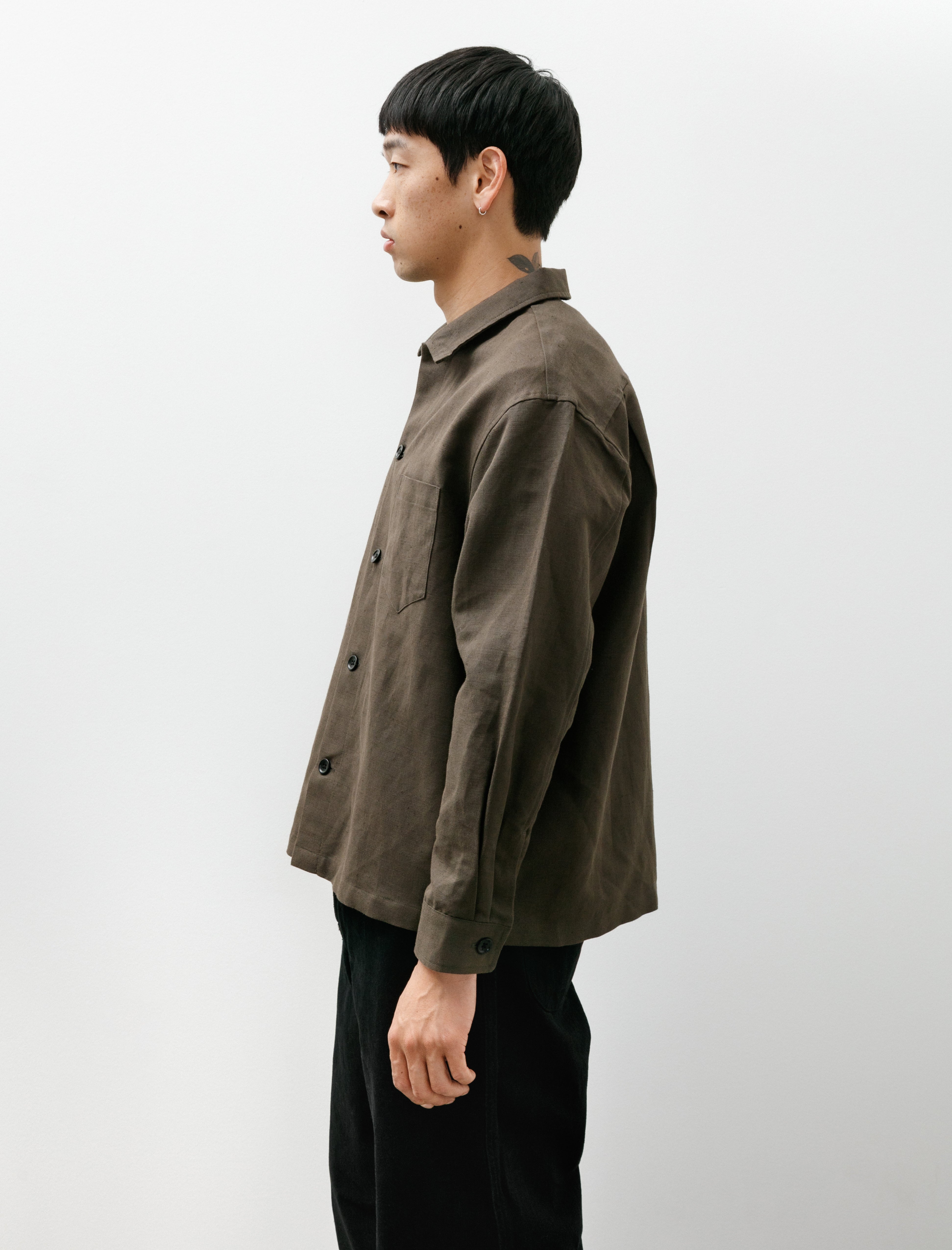 James Coward Travail Shirt Coffee Grounds Belgian Linen