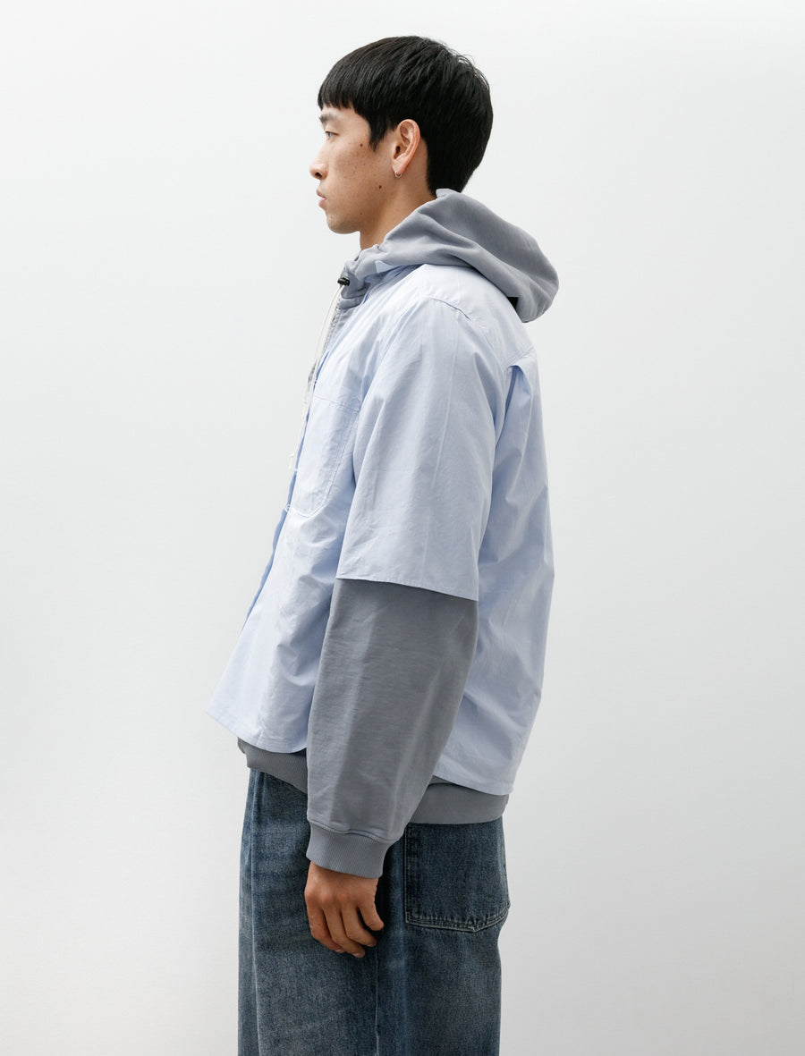 Research Shirt Hoodie Grey Melange Light Blue - Image 3