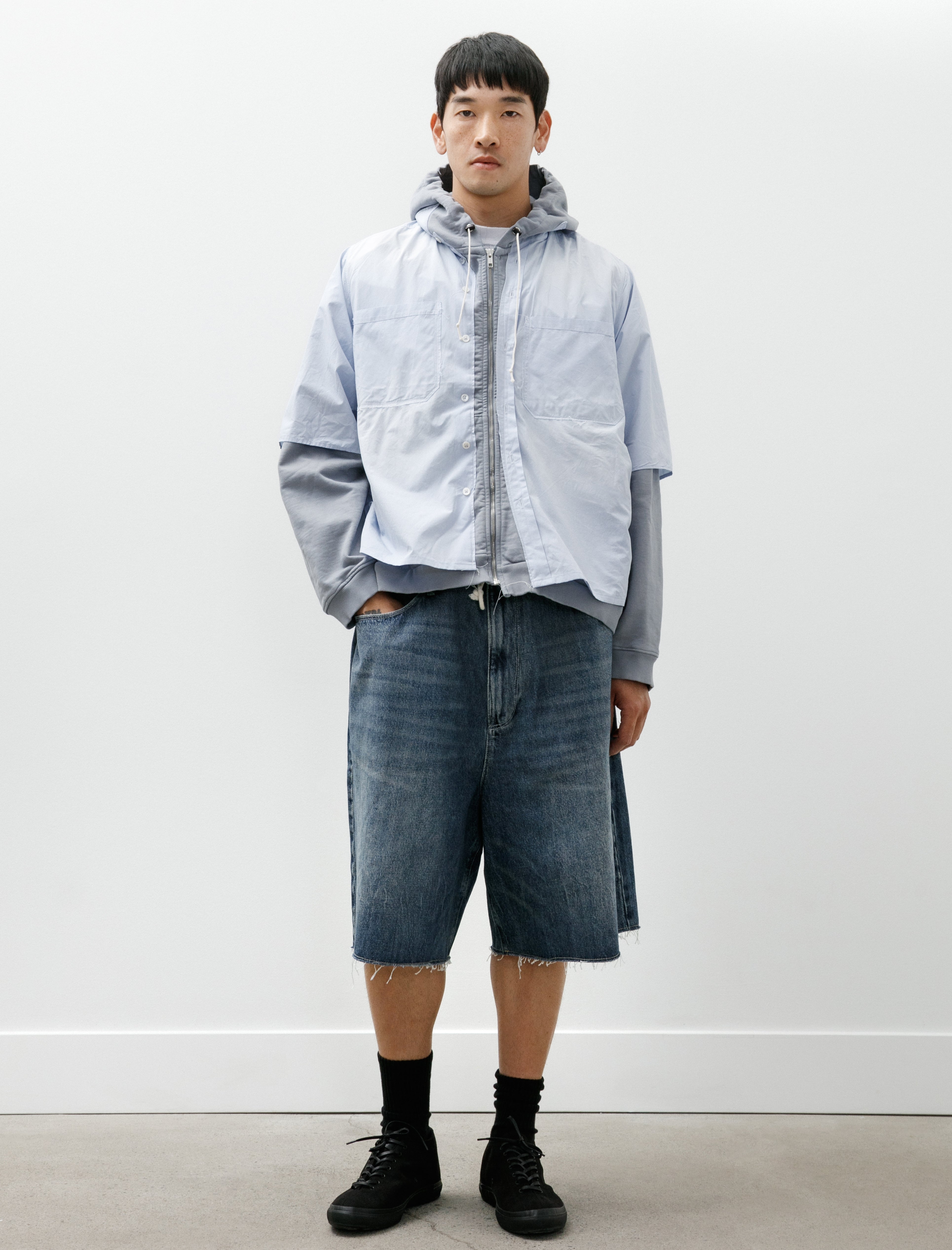 Camiel Fortgens Research Shirt Hoodie Grey Melange Light Blue