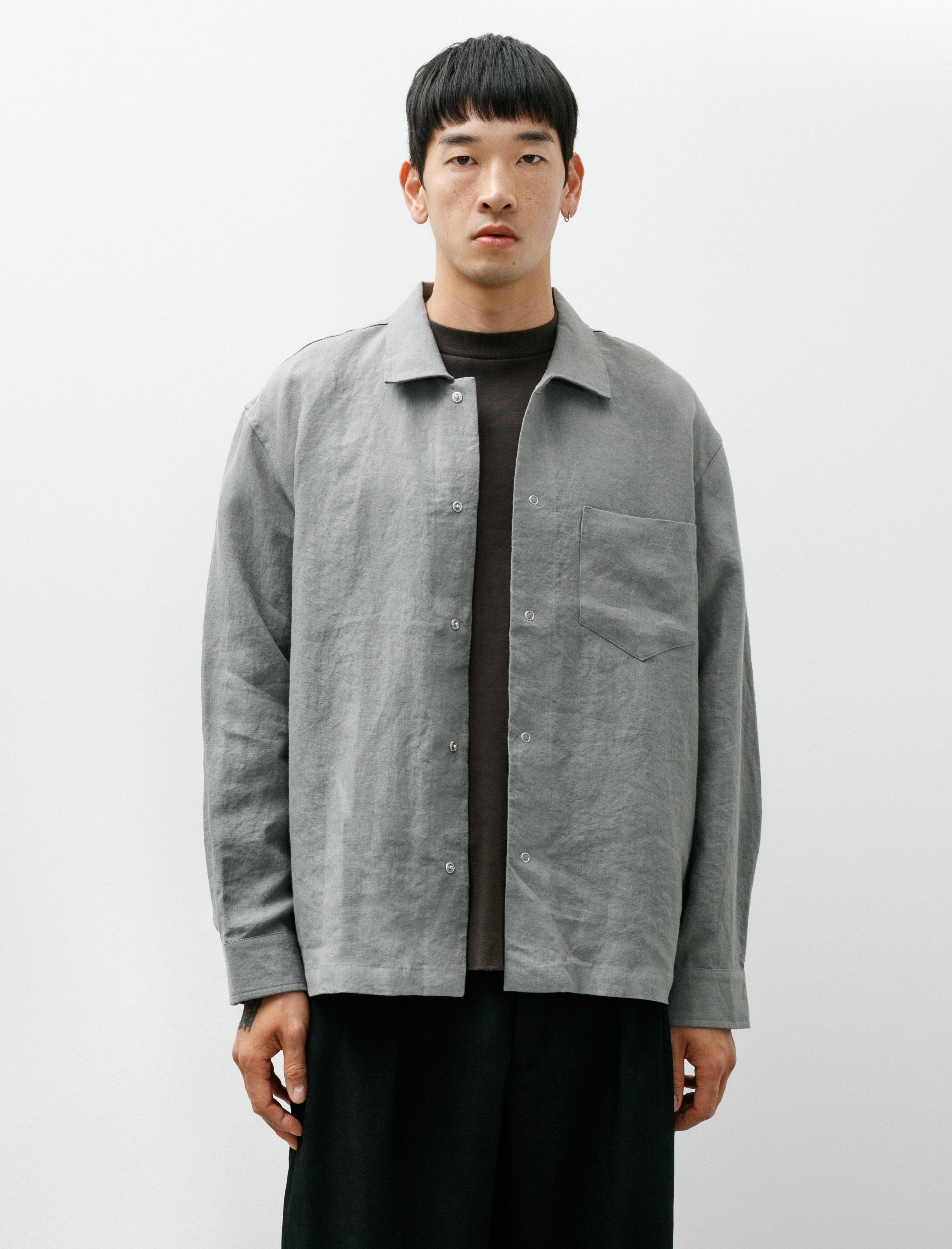 James Coward Workshop Shirt Flint Stonewashed Belgium Linen