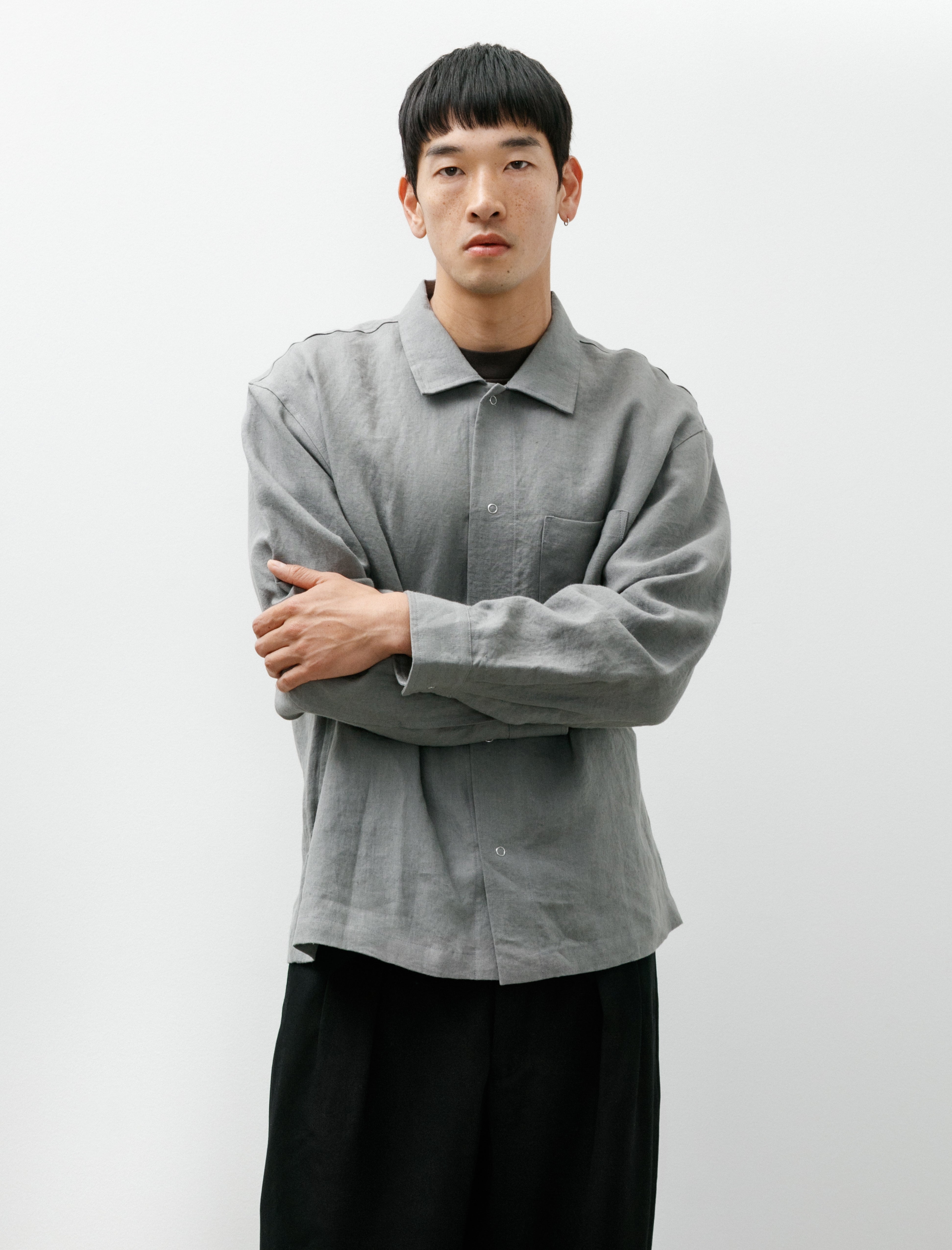 James Coward Workshop Shirt Flint Stonewashed Belgium Linen