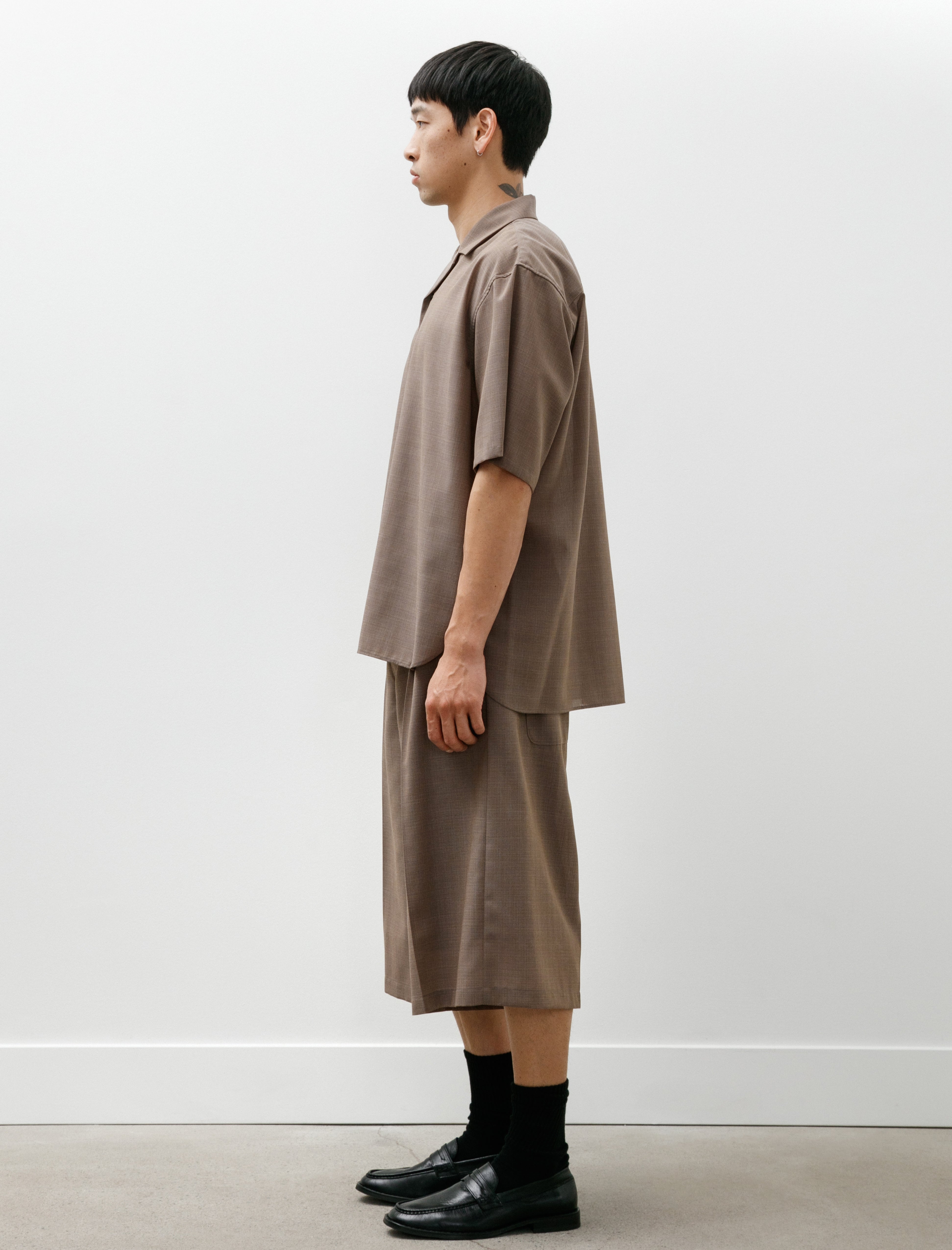 Tuck Wide Shorts C Stone