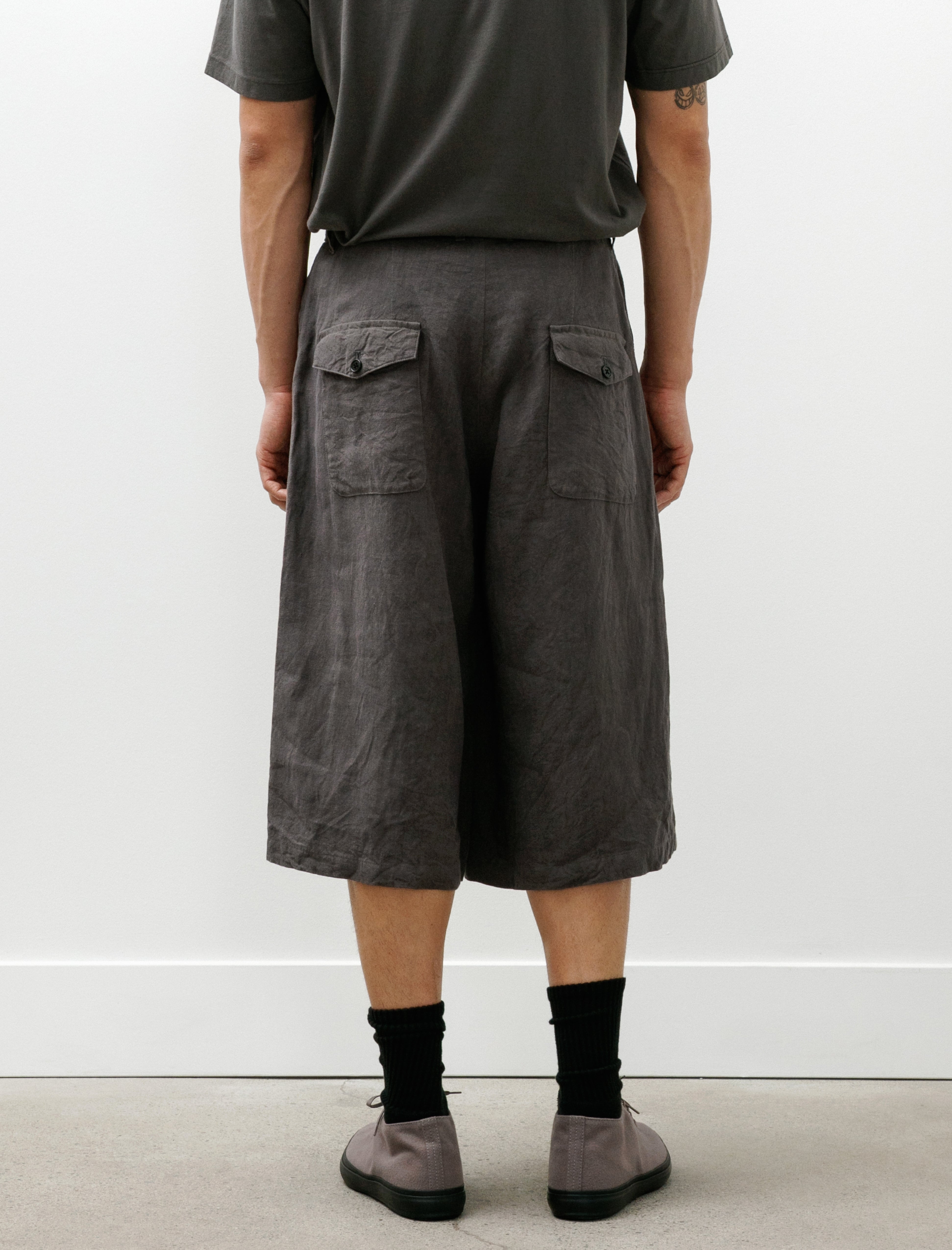 Tuck Wide Shorts B Grey