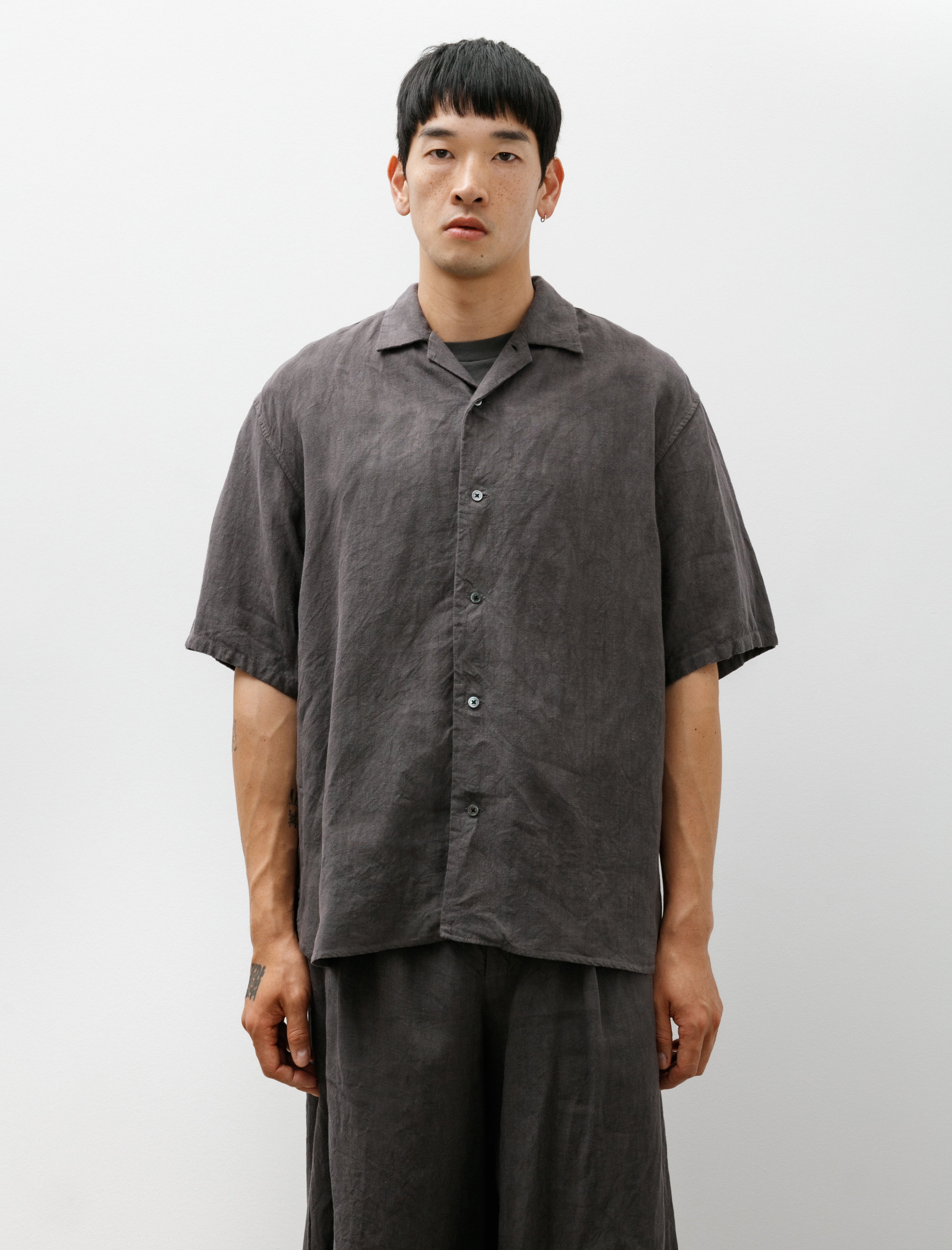 Open Collar Shirt B Grey