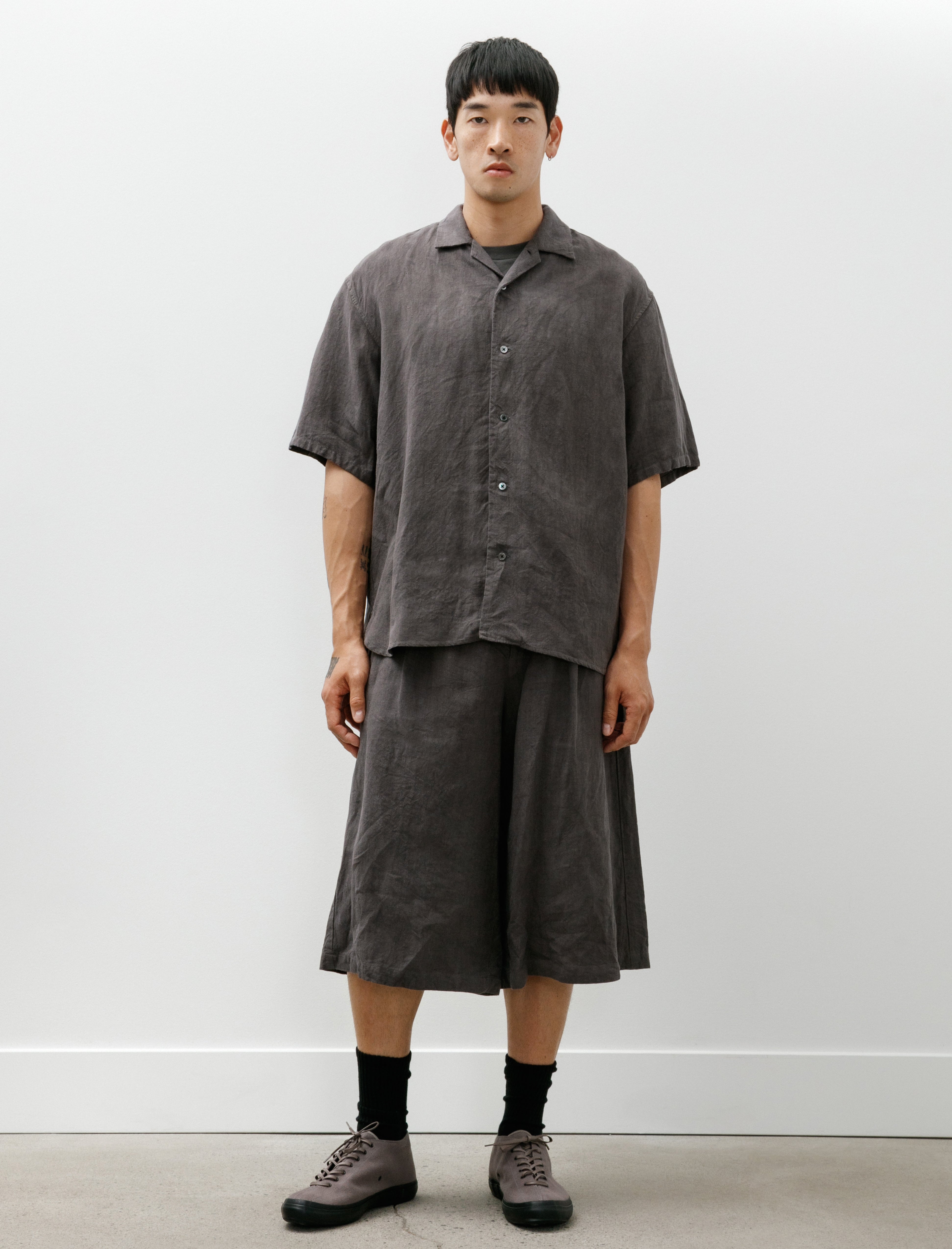 Tuck Wide Shorts B Grey