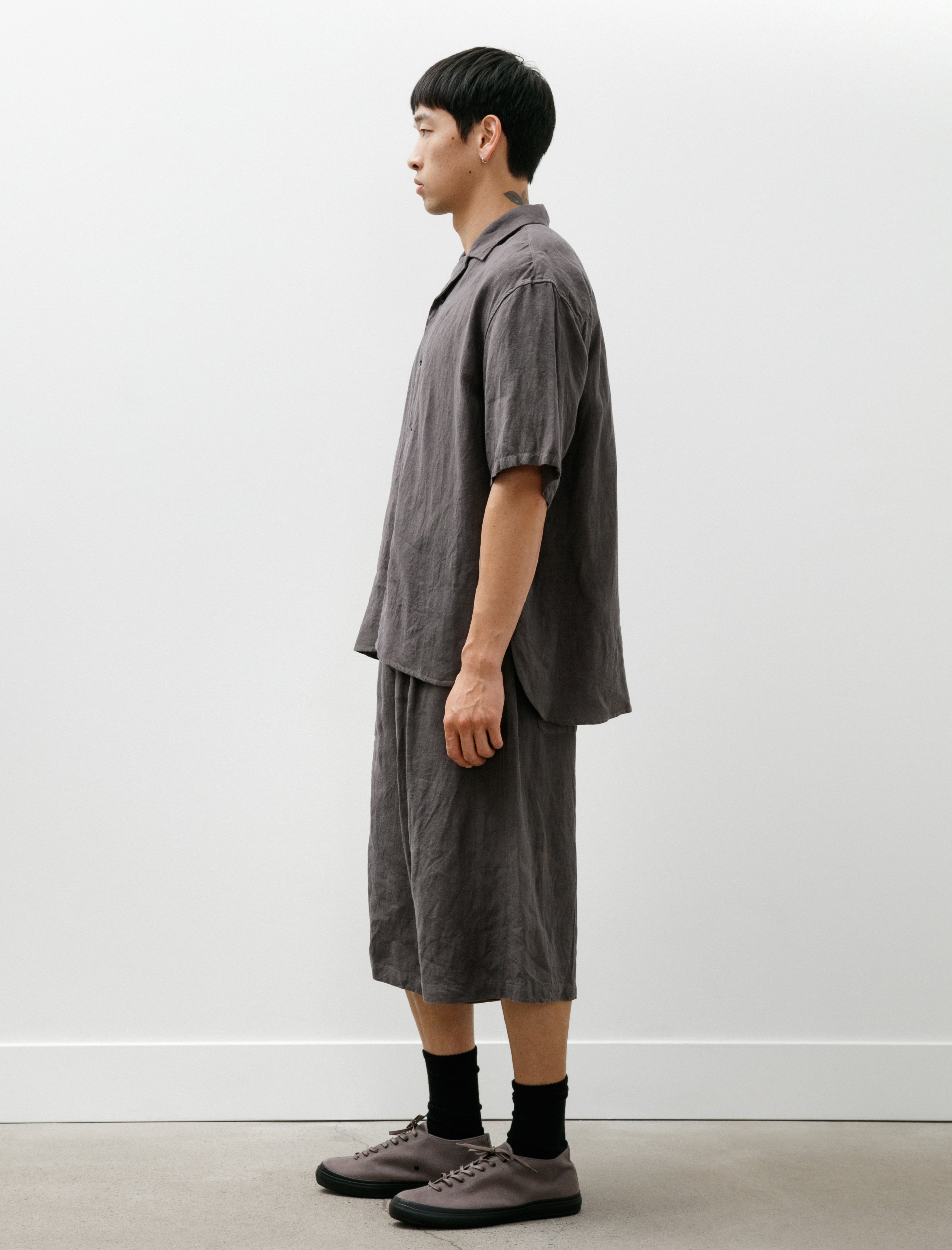Open Collar Shirt B Grey