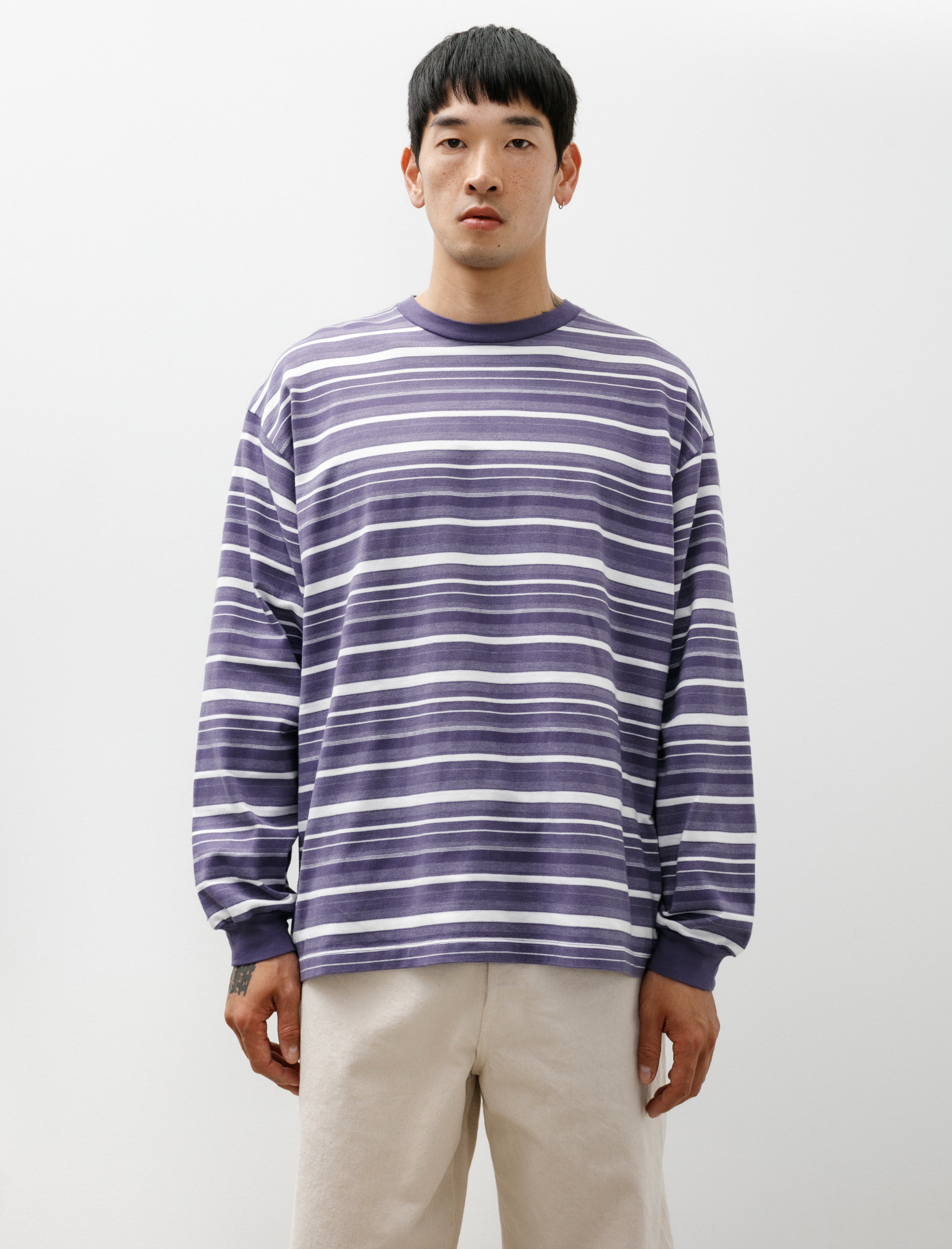 Oversize Longsleeve B White Dark Purple