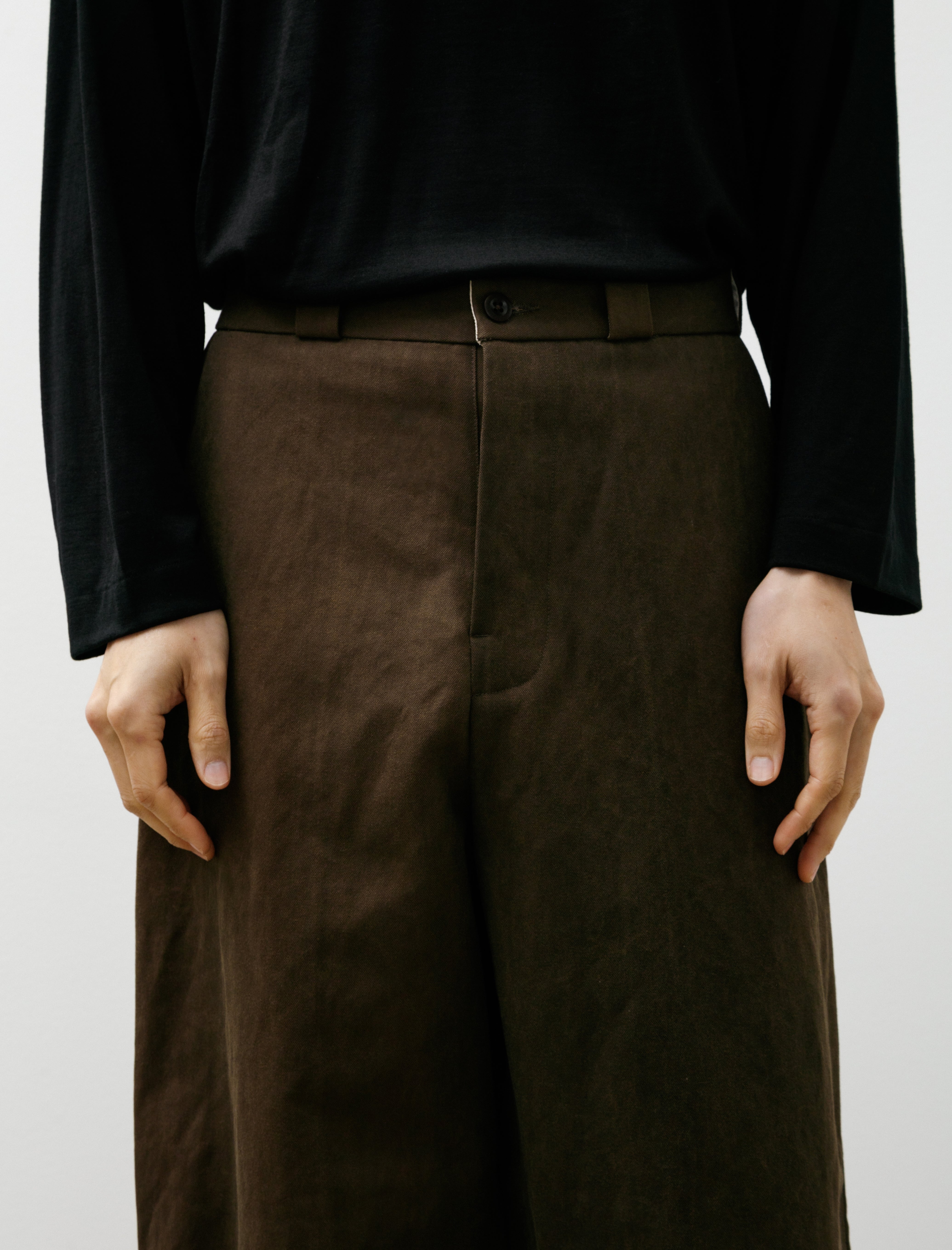 Evan Kinori Flat Front Pant Cotton/Washi Canvas Sumi Ink Dye