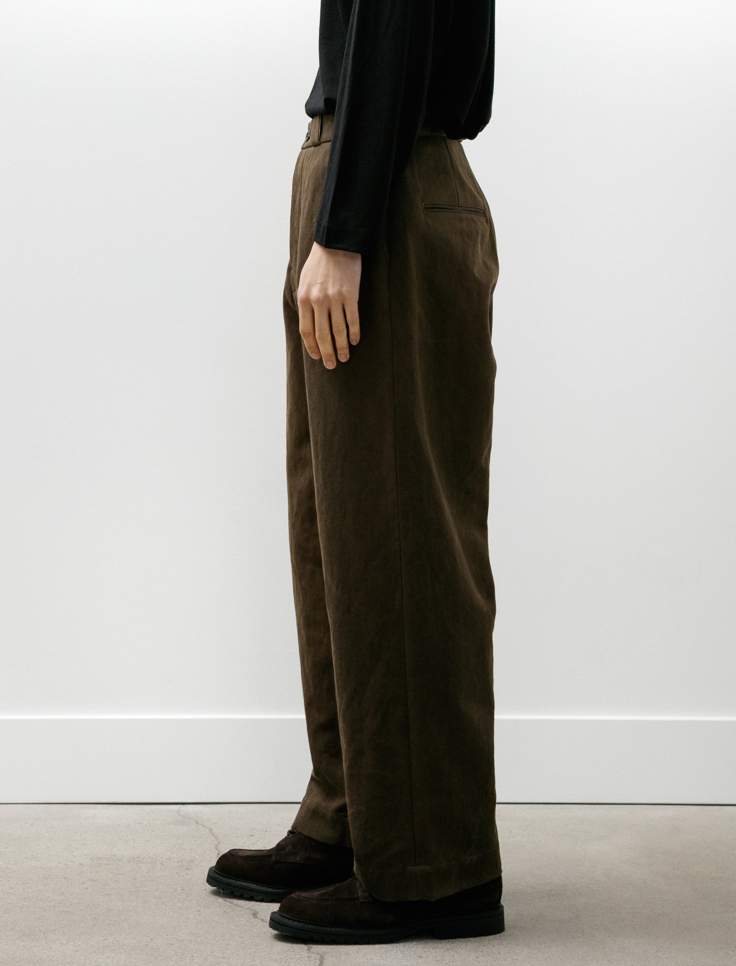 Evan Kinori Flat Front Pant Cotton/Washi Canvas Sumi Ink Dye