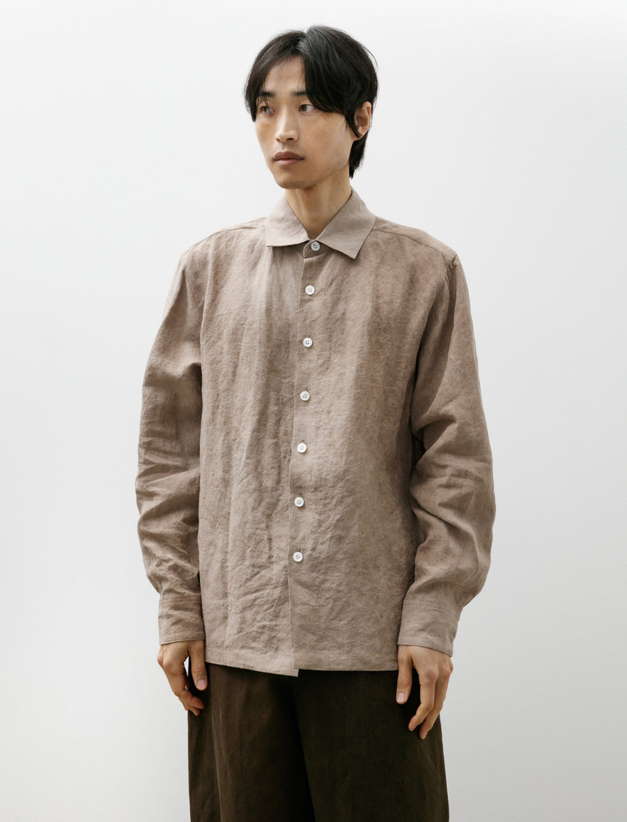 Flat Hem Shirt Cold Dyed Hemp Dark Beige - Image 1