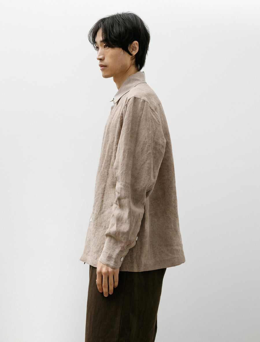 Evan Kinori Flat Hem Shirt Cold Dyed Hemp Dark Beige – Neighbour