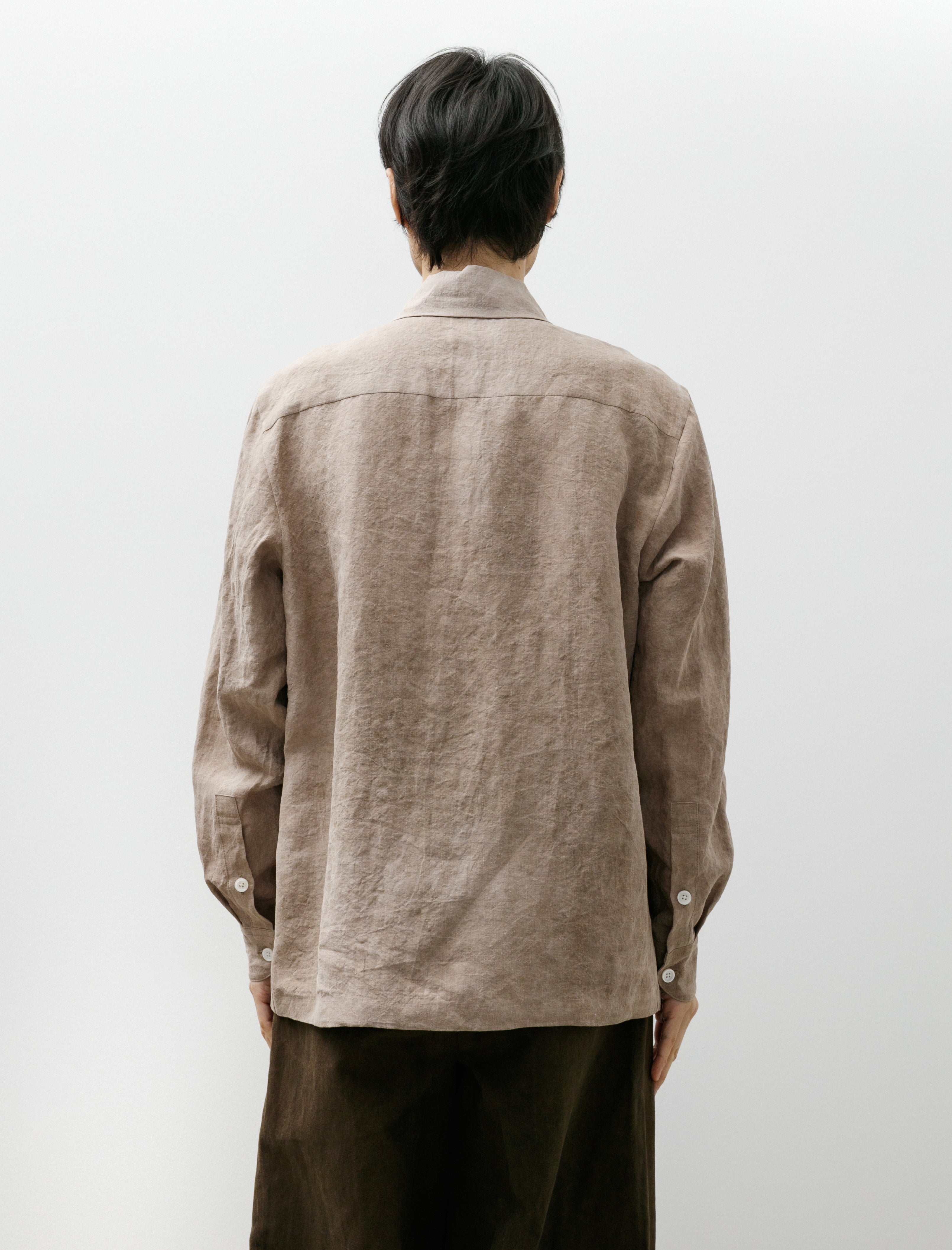 Evan Kinori Flat Hem Shirt Cold Dyed Hemp Dark Beige – Neighbour