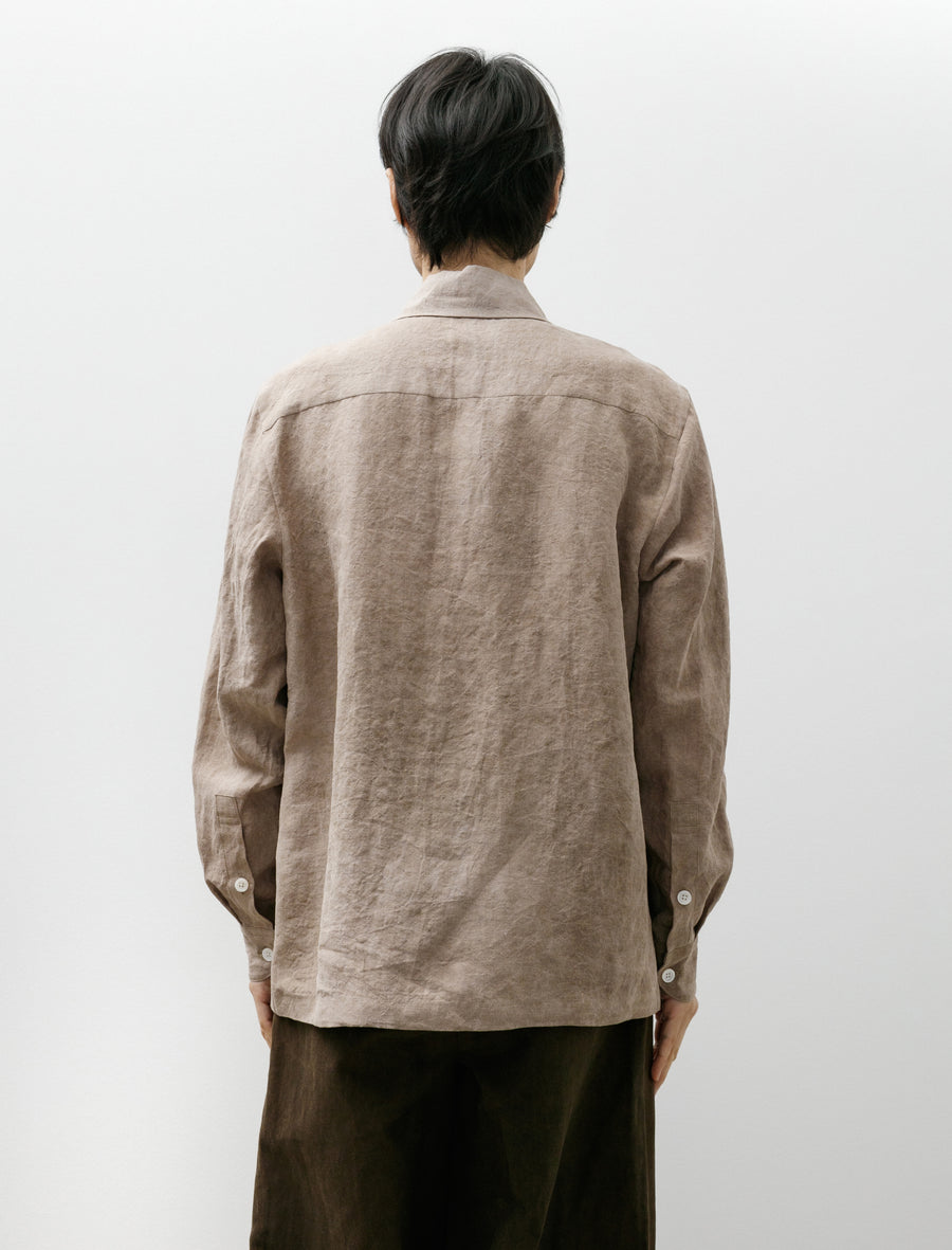 Flat Hem Shirt Cold Dyed Hemp Dark Beige - Image 2