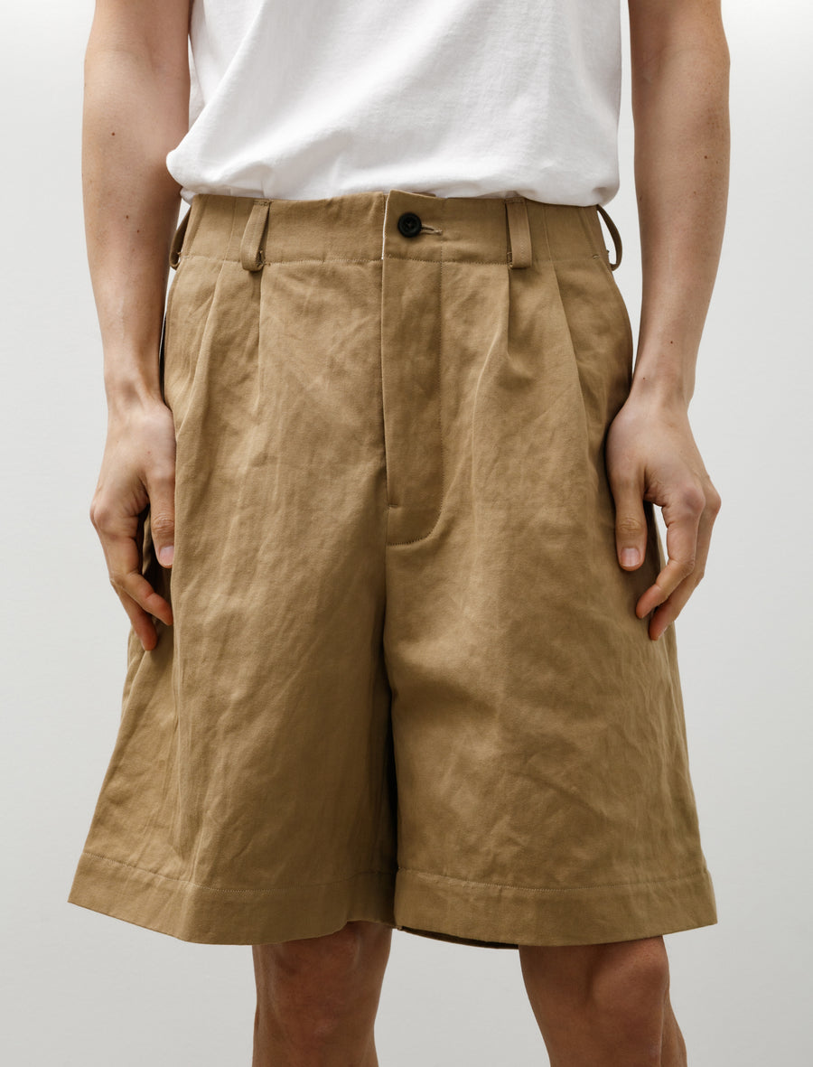 Two Pleat Short Cotton/Washi Twill Natural Gallnut Dye - Image 7