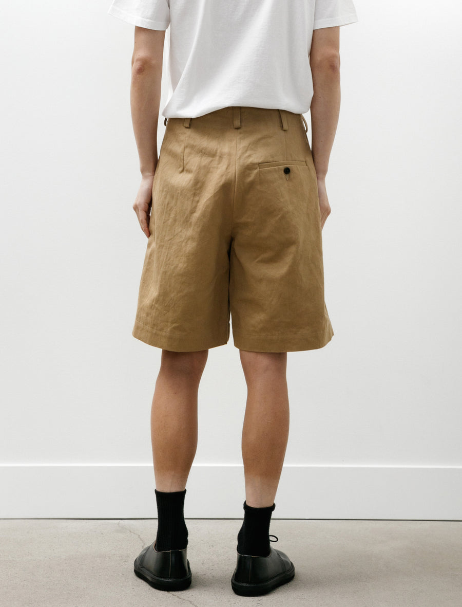 Two Pleat Short Cotton/Washi Twill Natural Gallnut Dye - Image 5