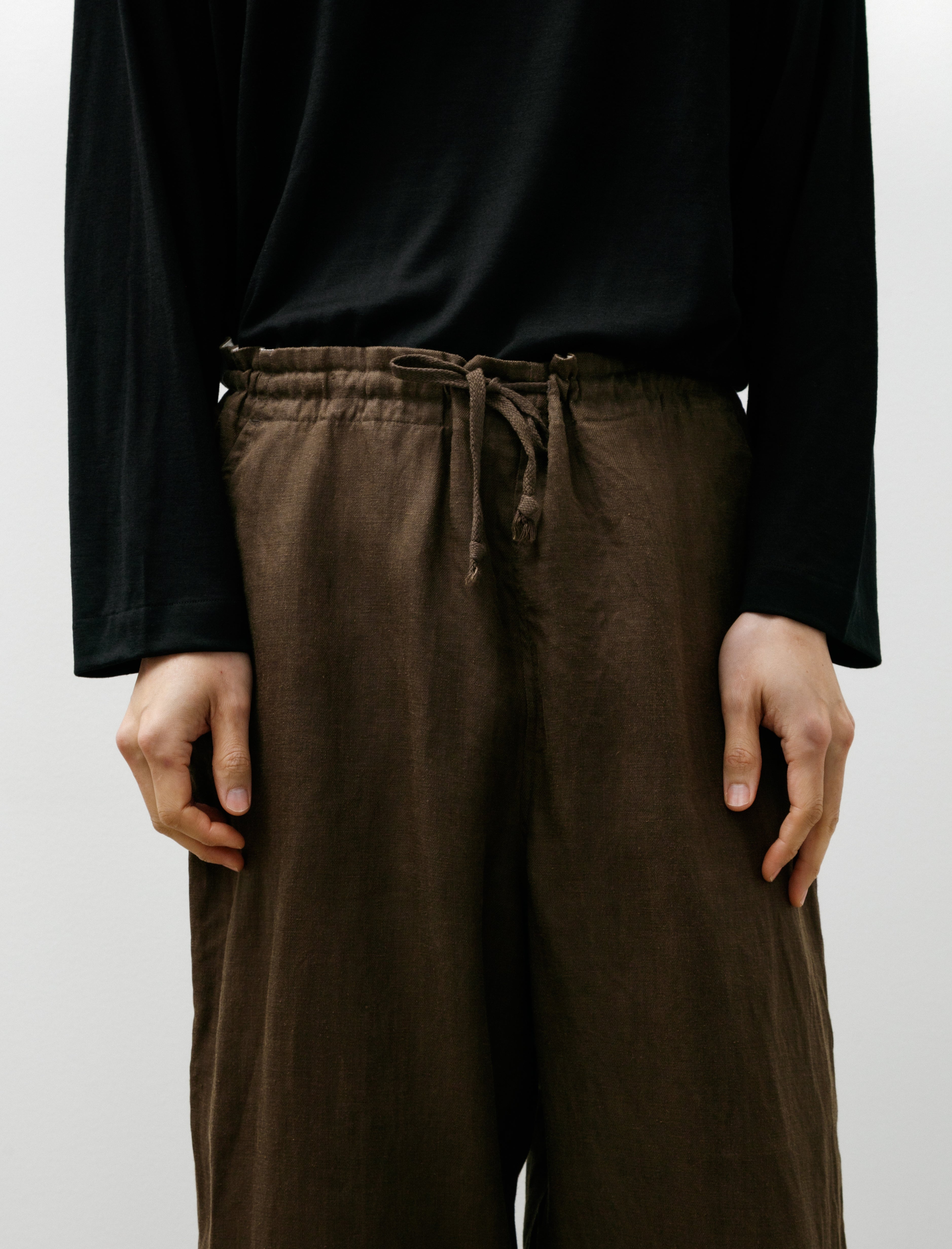 Evan Kinori Drawstring Pant Sumi Ink Hemp Twill Dark Olive