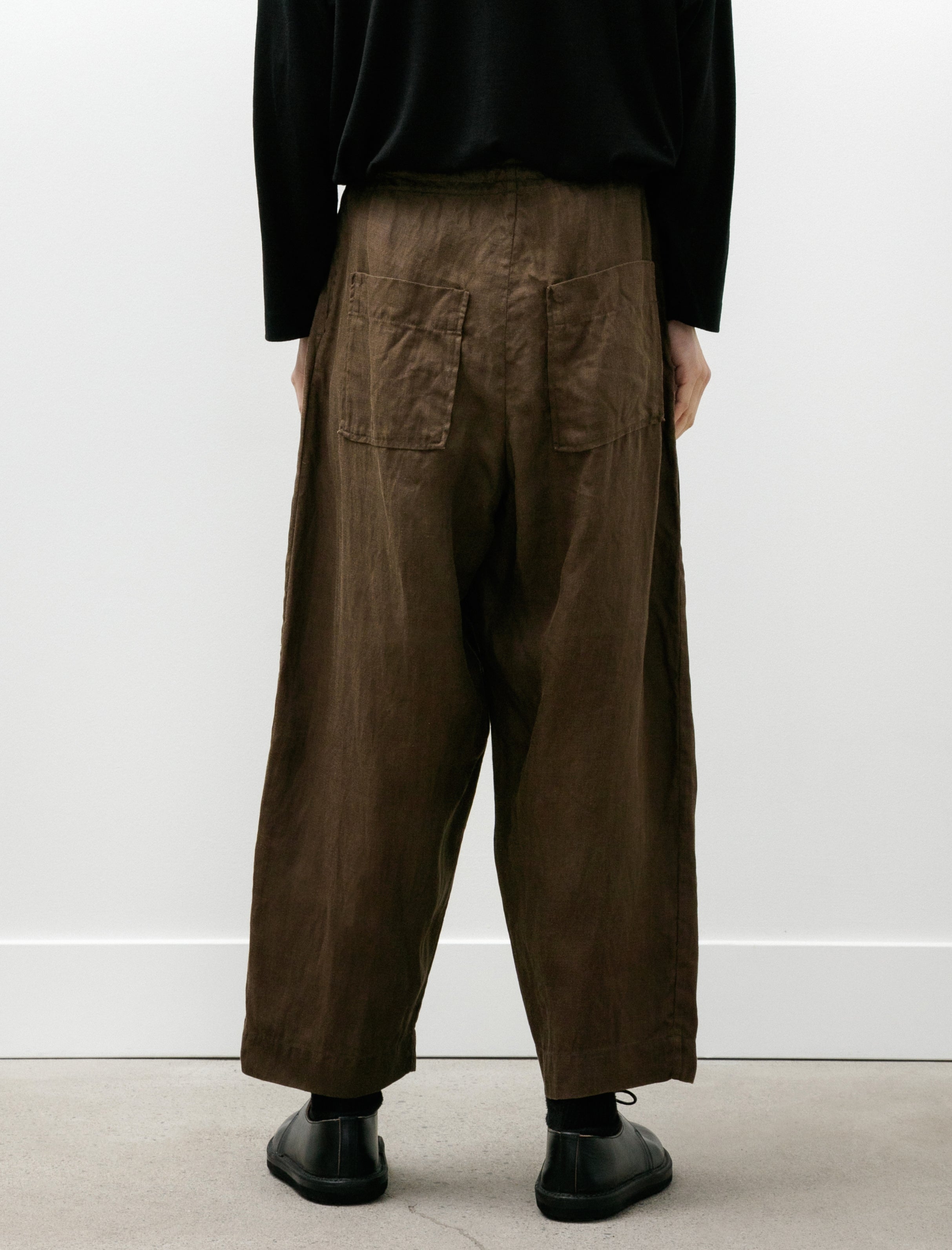 Evan Kinori Drawstring Pant Sumi Ink Hemp Twill Dark Olive
