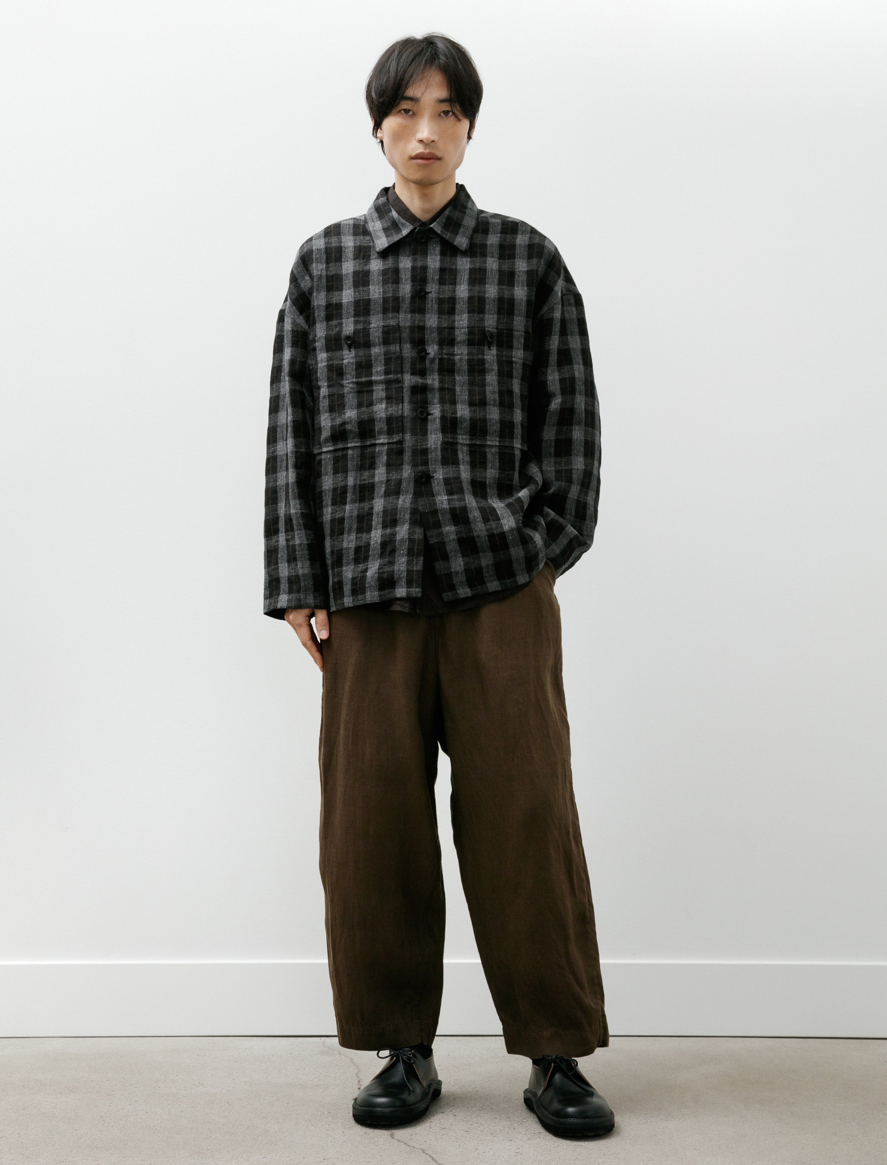 Evan Kinori Drawstring Pant Sumi Ink Hemp Twill Dark Olive