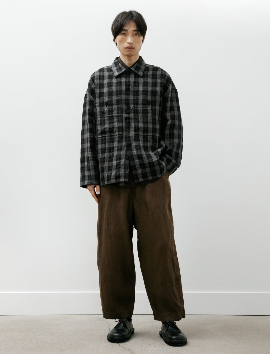 Drawstring Pant Sumi Ink Hemp Twill Dark Olive - Image 1