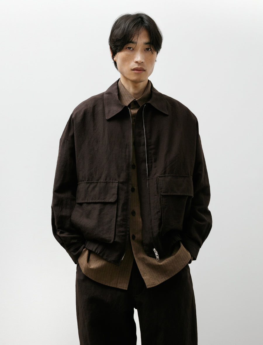 Zip Jacket Two Wool/Linen Canvas Dark Brown - Image 1