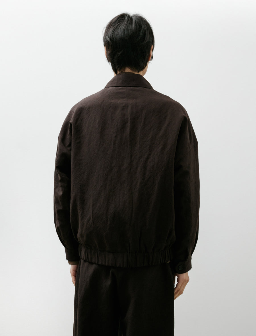 Zip Jacket Two Wool/Linen Canvas Dark Brown - Image 2