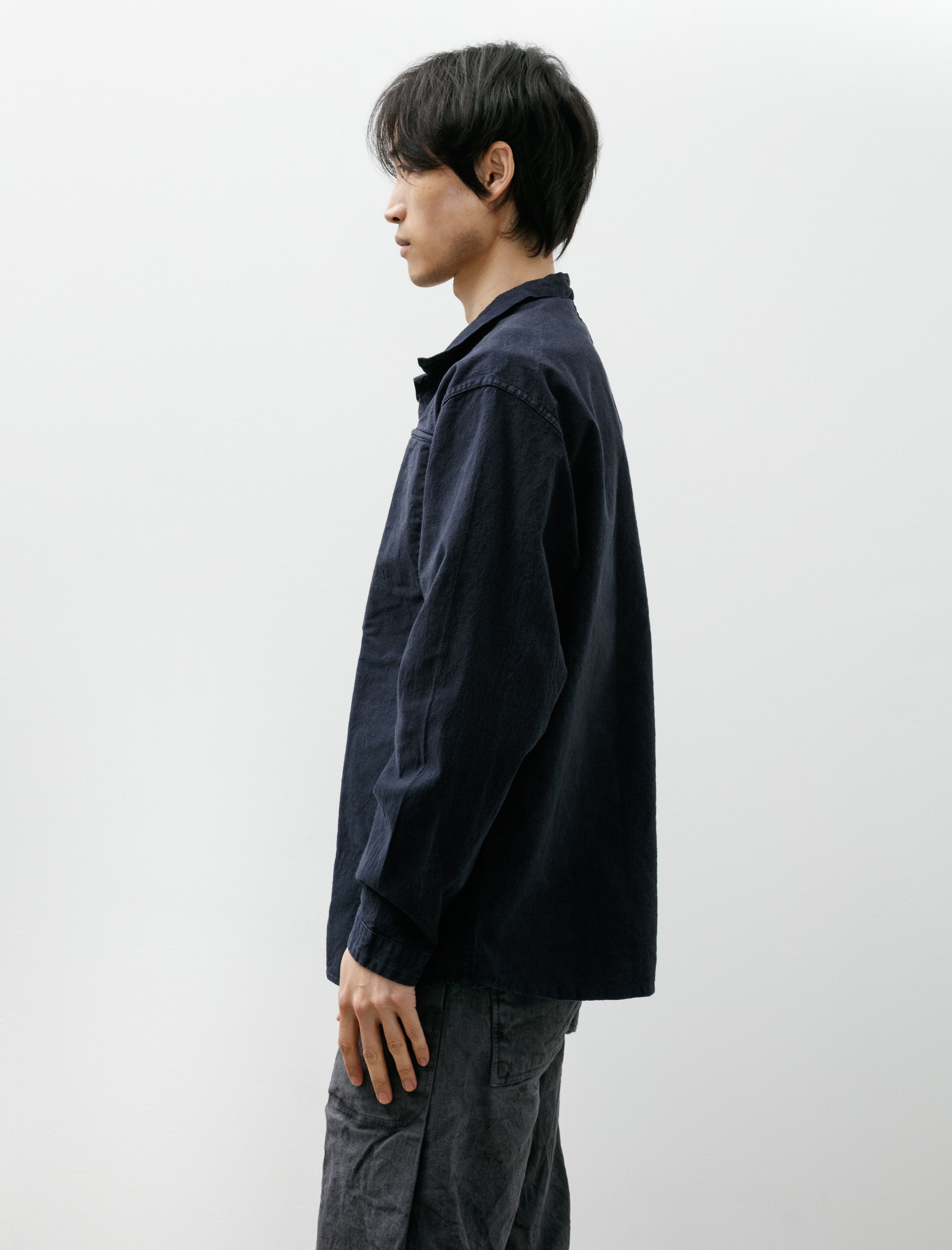 Tender 401 Pleat Pocket Shirt Cotton Drop Cloth Hadal Blue