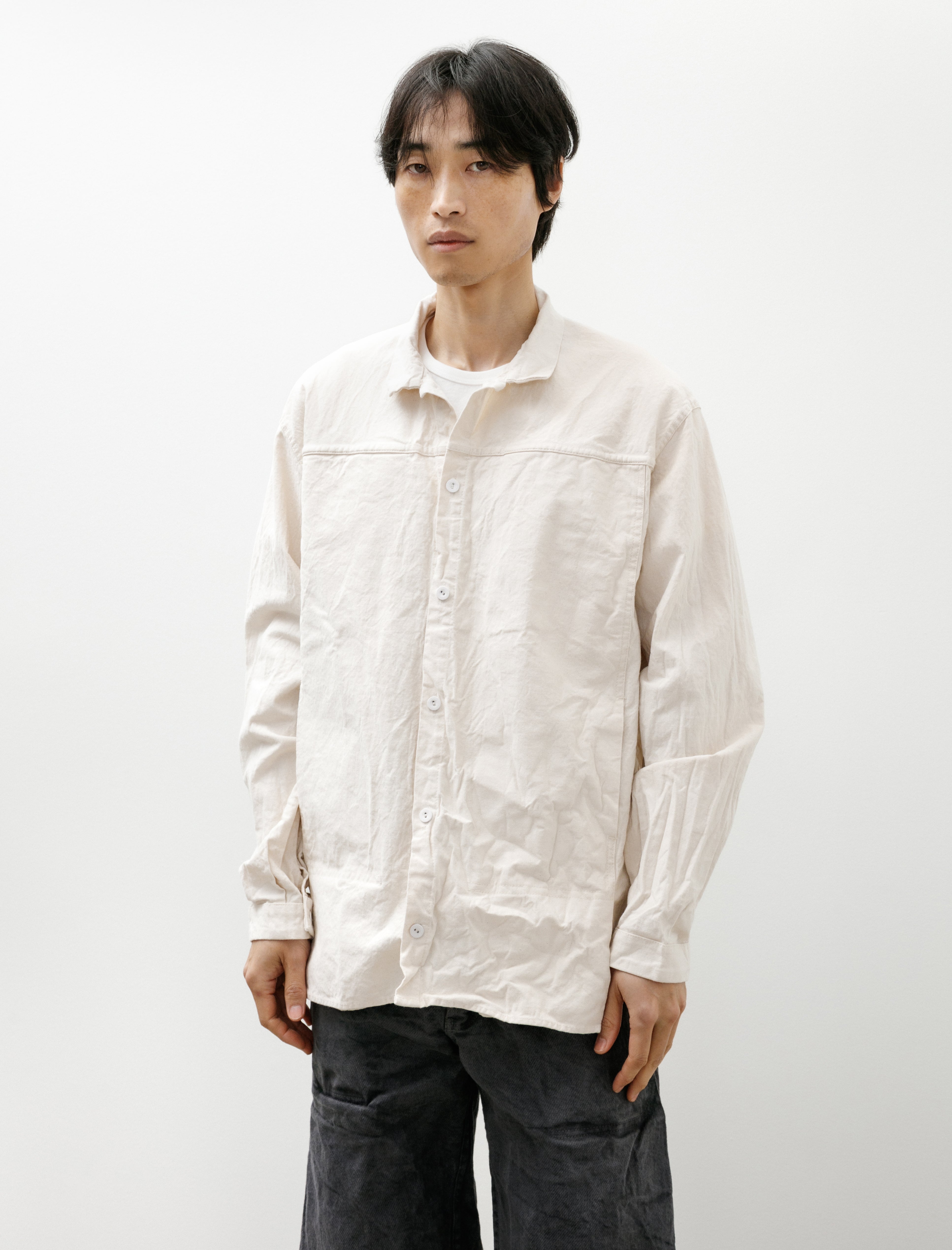 Tender 401 Pleat Pocket Shirt Cotton Drop Cloth Rinsed